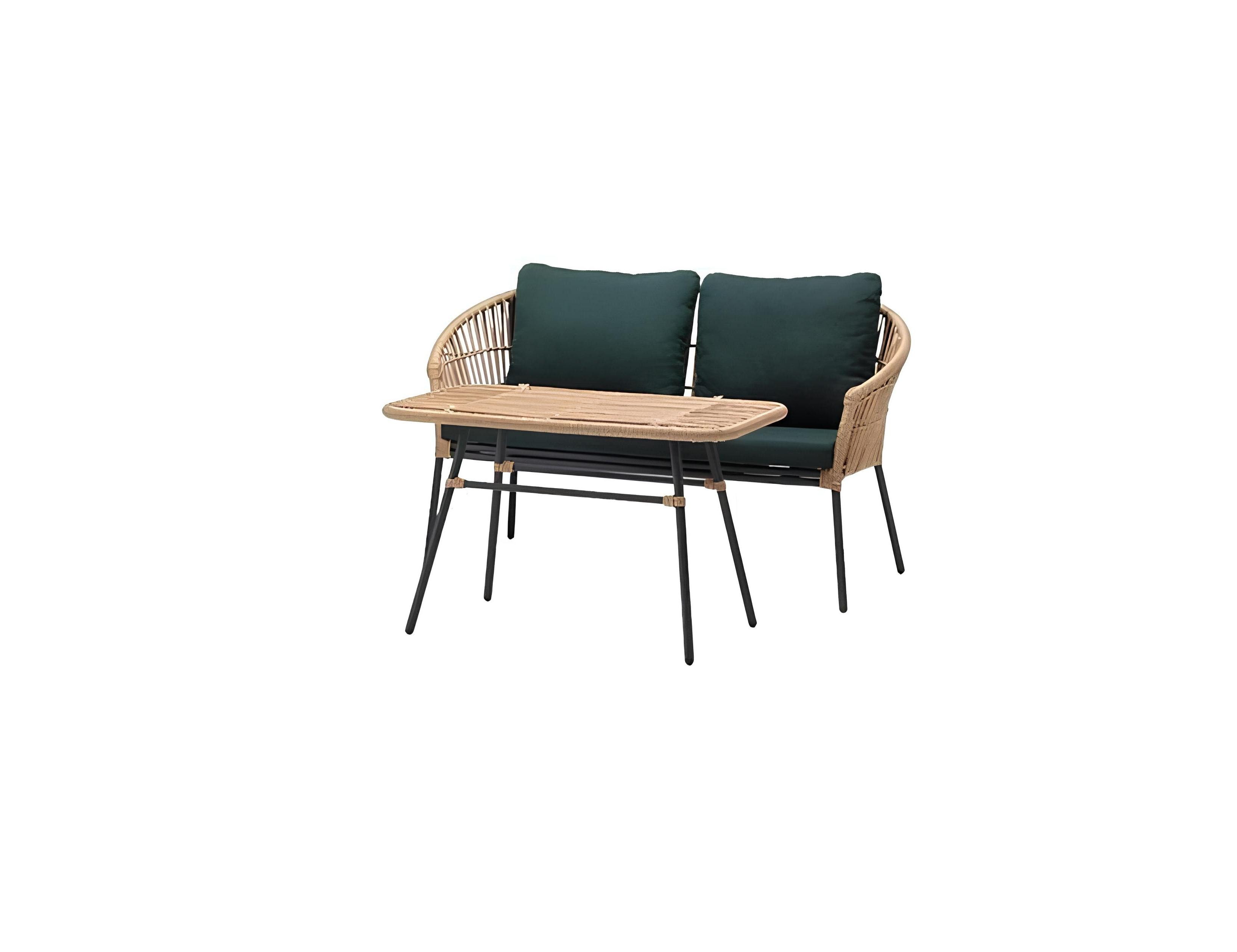 Xlmoebel Gartenlounge-Set Luxuriöses Sofa in Terrassen-Grün mit modernem Couchtisch, (Gartenlounge-Set, 2-tlg., 2tlg Set(Sofa 2 Sitzer+Couchtisch), Hergestellt in Europa