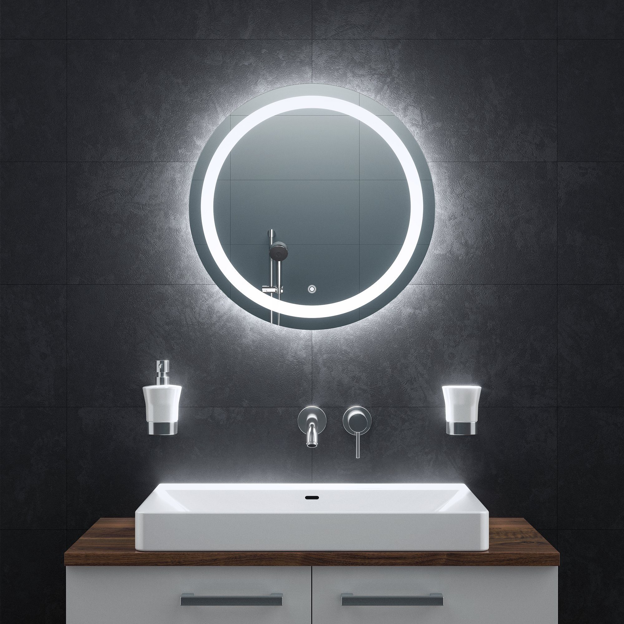 Speicherfunktion Bringer Badezimmerspiegel mit und Anti-Beschlag Rund Badspiegel,