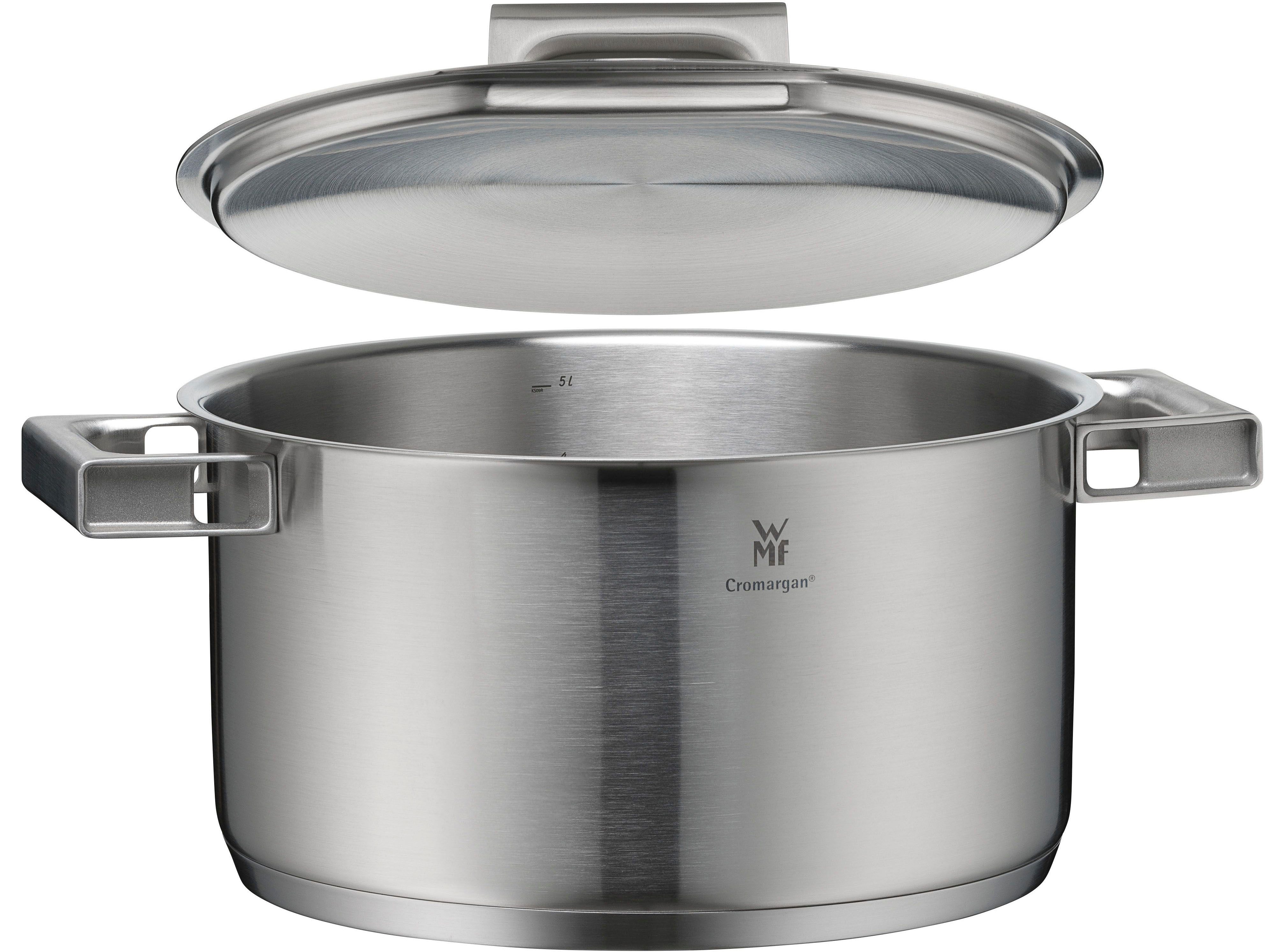 WMF Topf-Set Ultimate Cool+ Induktion, Kochtopf Set mit Edelstahldeckel, Cromargan® Edelstahl Rostfrei 18/10 (Set, 9-tlg), Induktionstöpfe Set unbeschichtet, wärmereduzierende Cool+ Griffe