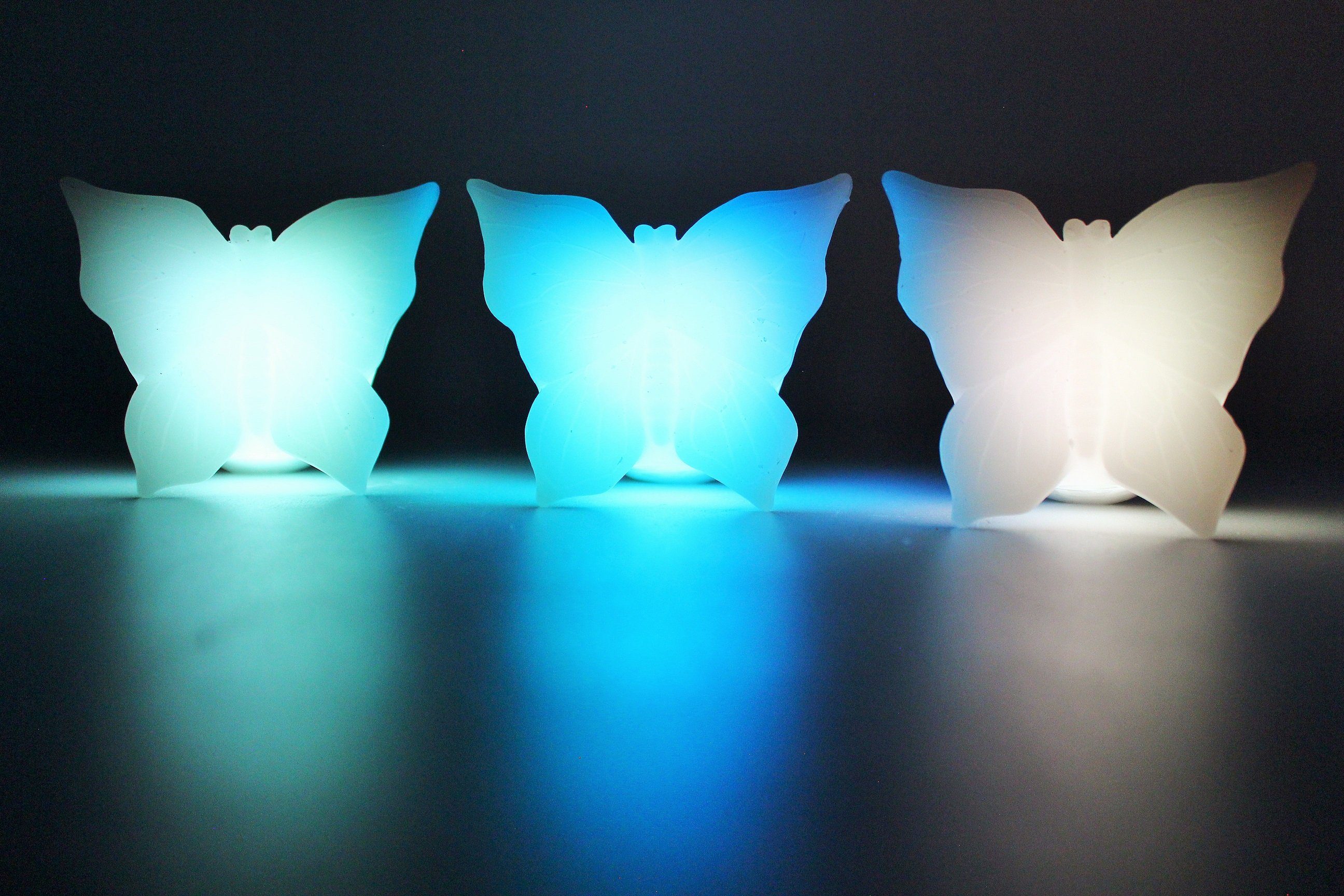 Luna24 simply great ideas... LED Dekoobjekt LED Kerze Butterfly, 3er Set, LED fest integriert, Farbwechsel