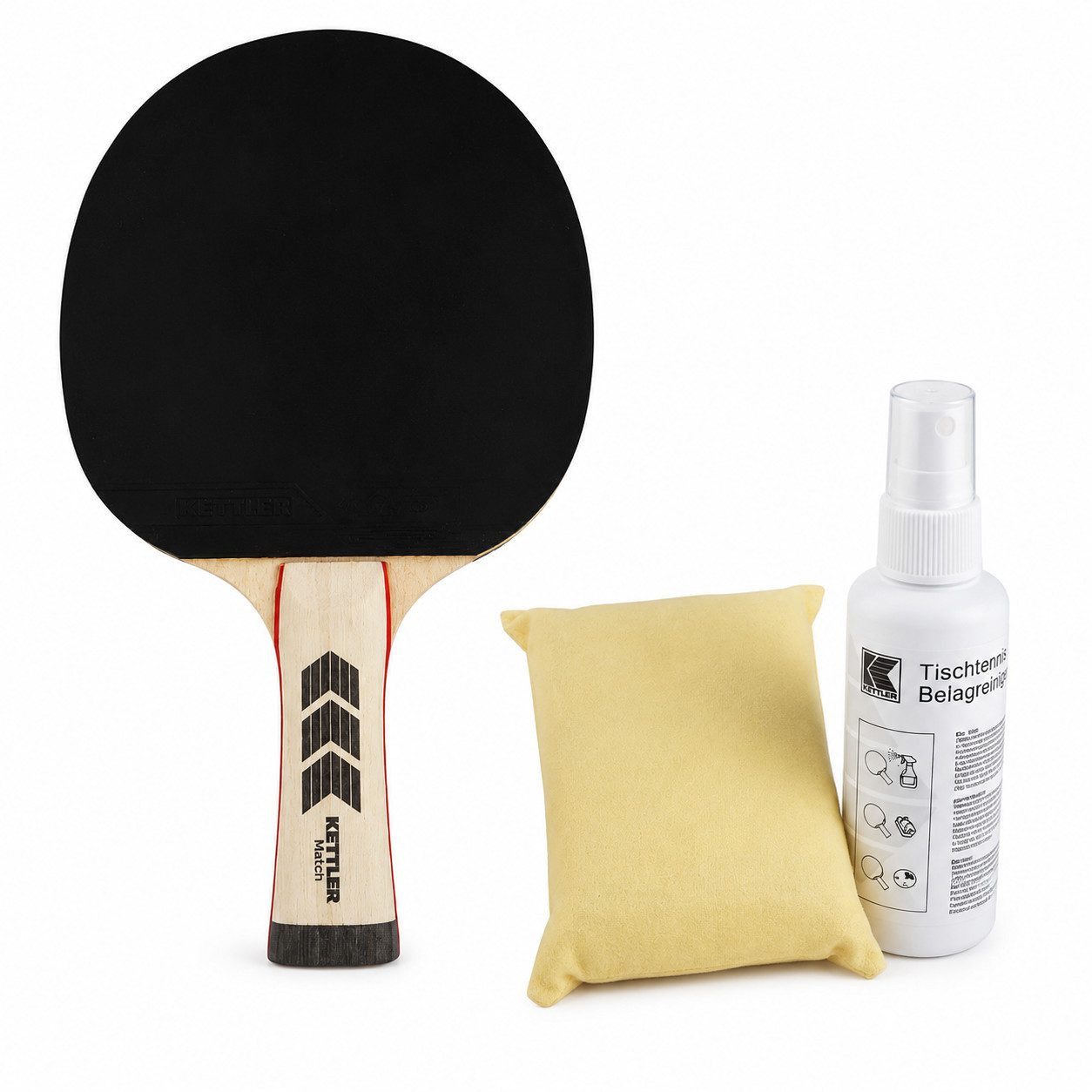 KETTLER Tischtennisschläger Tischtennisschläger Reinigungs Set Ping Pong Schläger Tischtennis Set (KETTLER Premium Tischtennisschläger + Reinigungs-Set), PremiumTischtennis Schläger Ausrüstung Training Tischtennissport