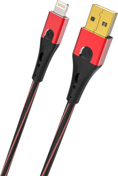 Oehlbach »USB Evolution Lightning - USB-Kabel für iPhone & iPad - USB Typ A 2.0 zu Lightning - schwarz/rot - 3m« USB-Kabel, (300 cm)
