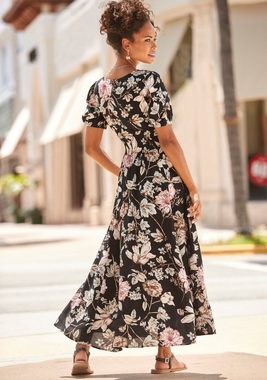 LASCANA Maxikleid mit Blumendruck und leichten Puffärmeln, Sommerkleid, casual-elegant
