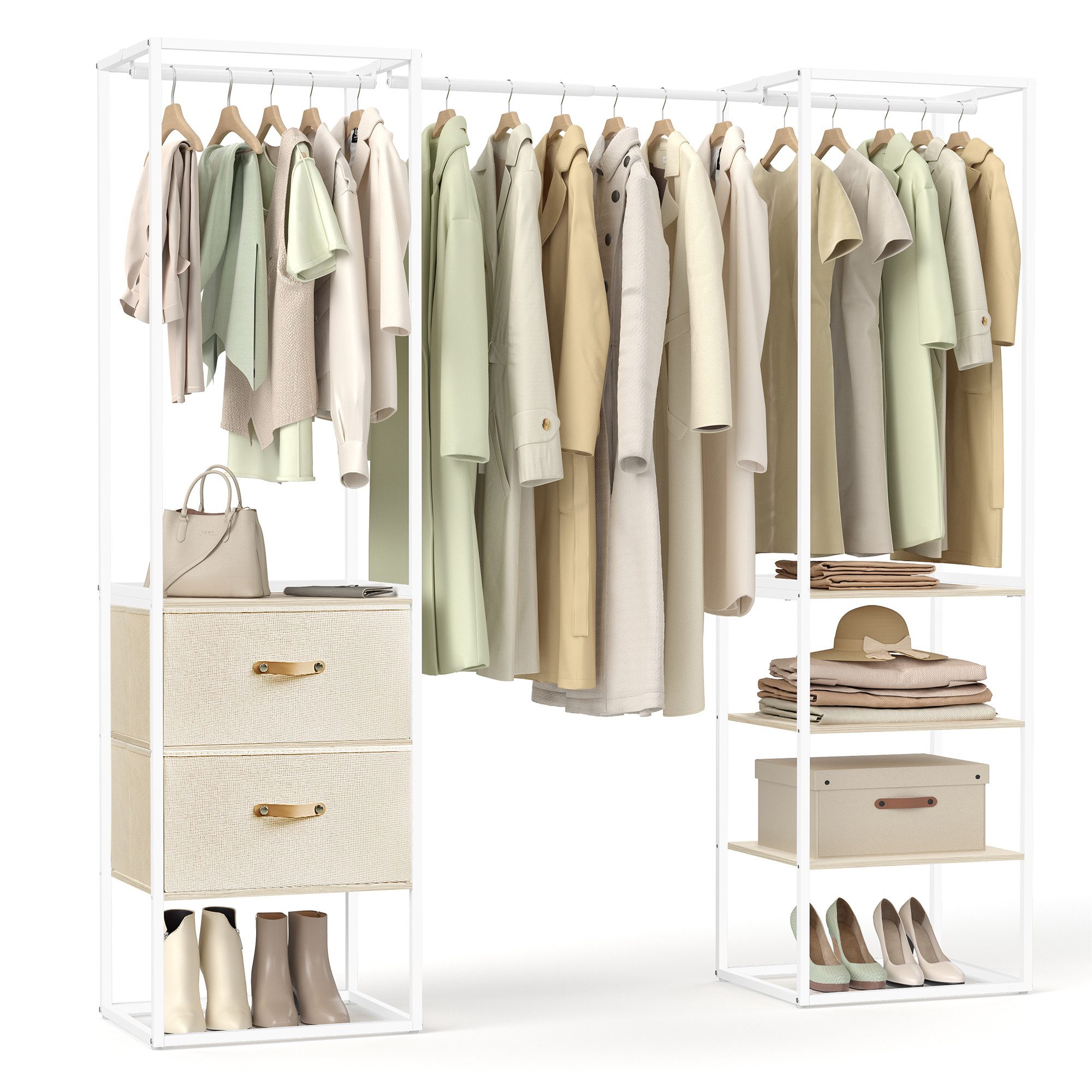 SONGMICS Kleiderschrank Kleiderständer hochbelastbar, 2 Schubladen, günstig online kaufen