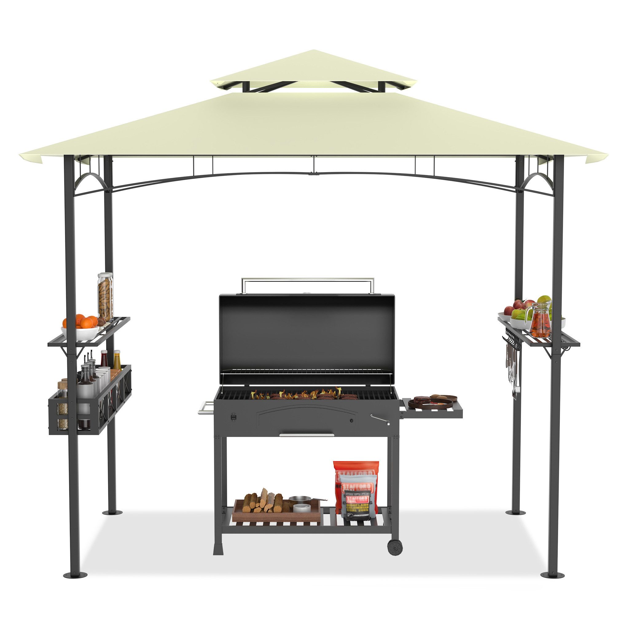 FIVMEN Grillpavillon Grillhaus mit Rauchabzug, Gartenparty BBQ Pavillon