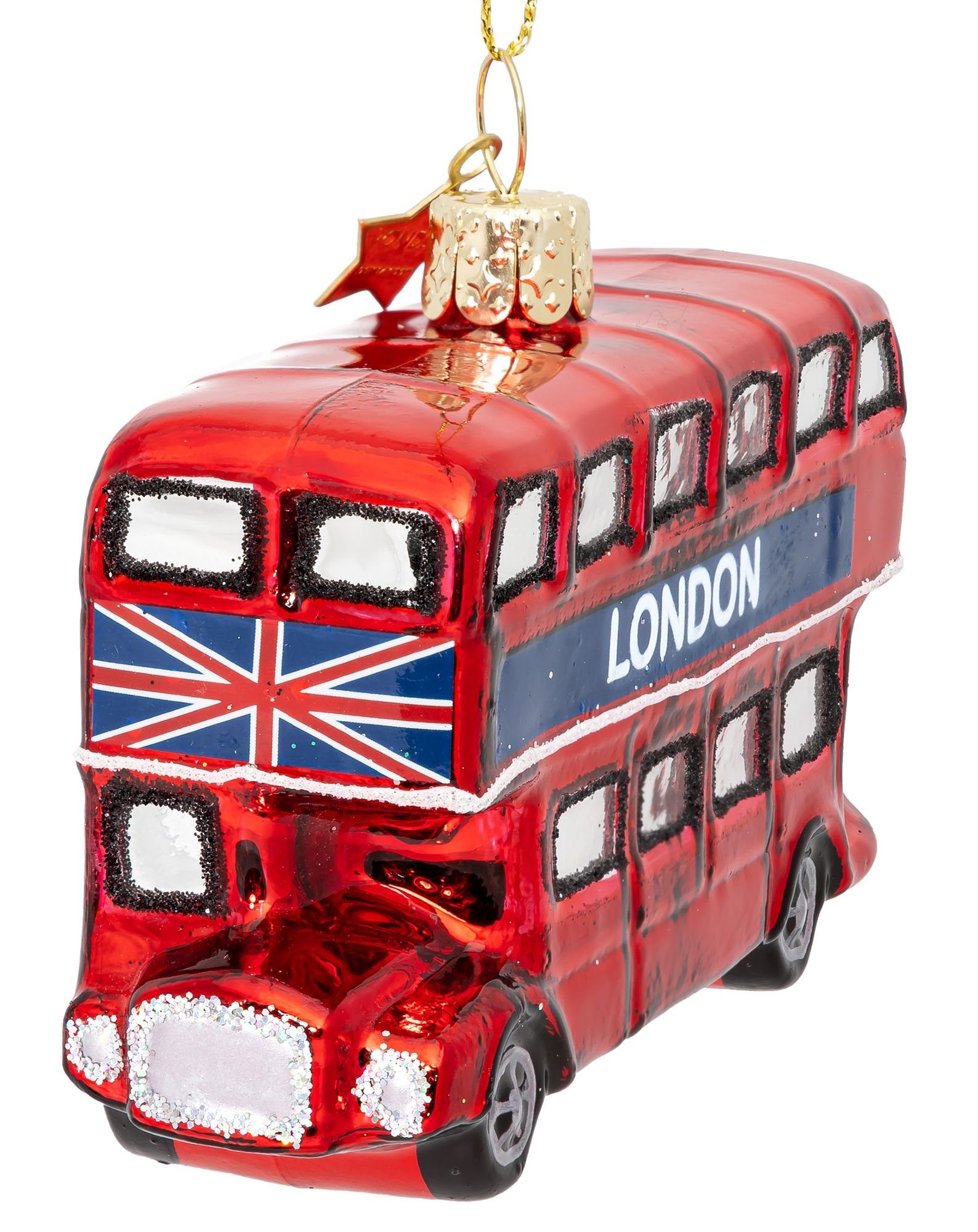 SIKORA Christbaumschmuck Doppeldecker Weihnachtsbaum Anhänger London Figur Christbaumschmuck Bus Glas BS561
