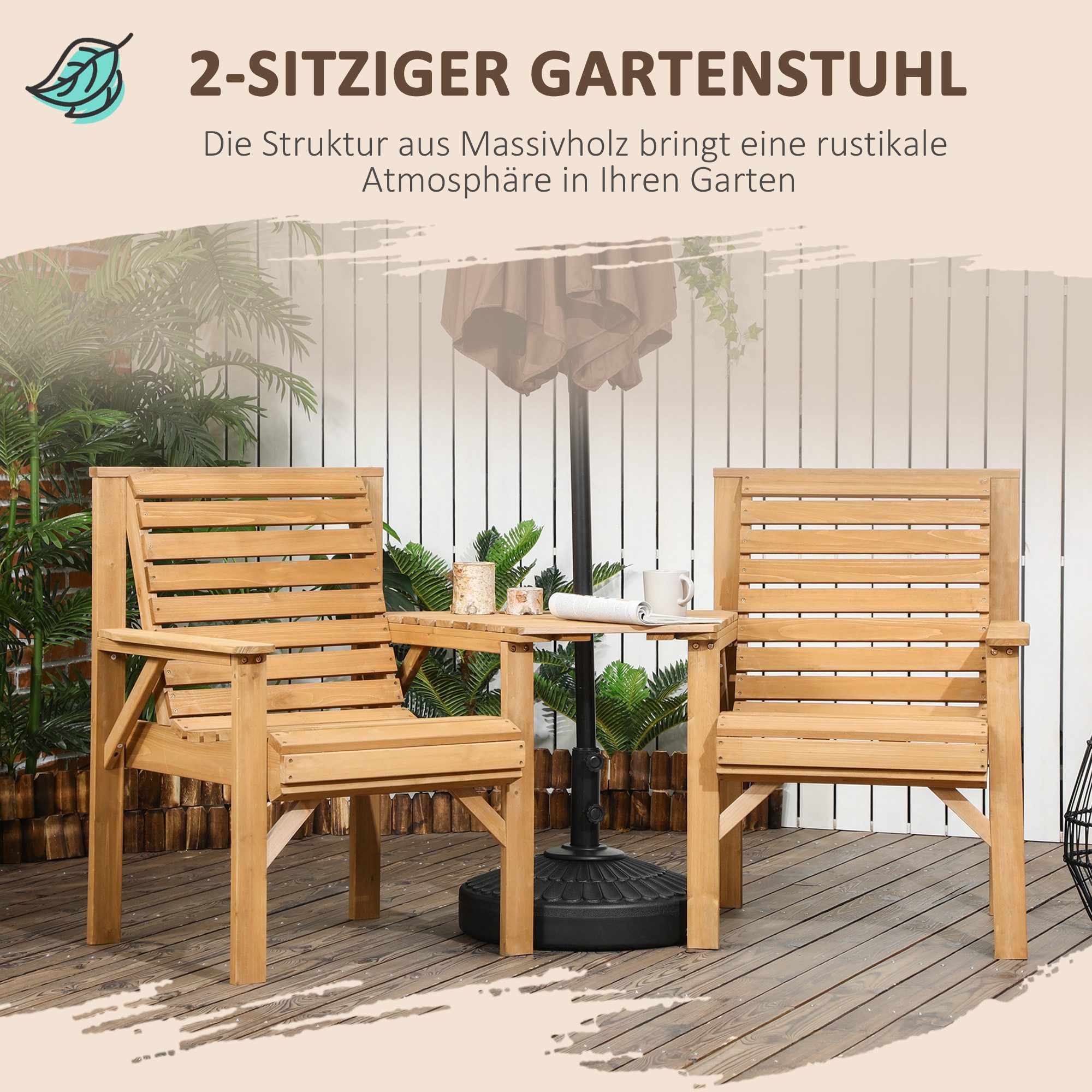furnicato Garten-Essgruppe Balkonmöbel Set aus Tannenholz, 66B x 65T x 90H cm, Braun, (1-tlg)