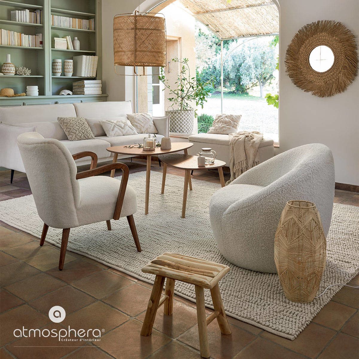 Atmosphera Créateur d'intérieur Dekospiegel Dekospiegel rund, Seegras, Ø 80 cm