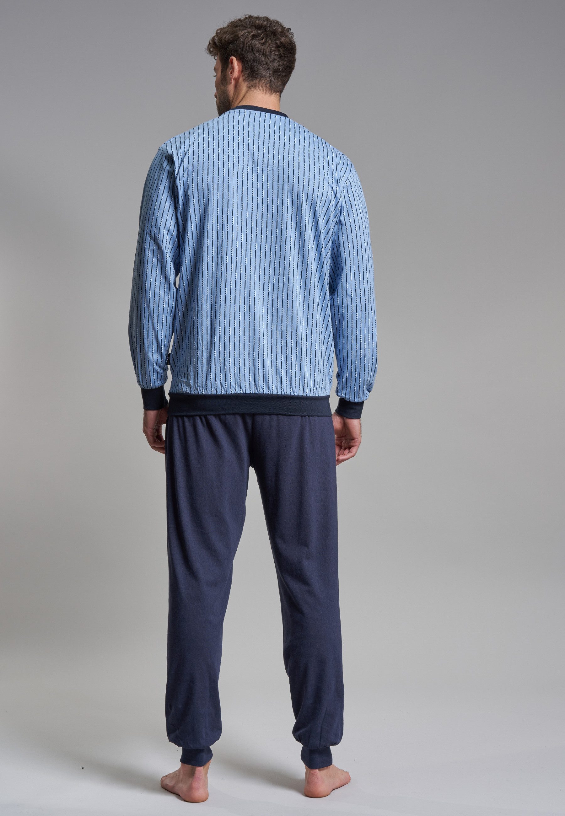 GÖTZBURG Pyjama GÖTZBURG Herren Pyjama blau bedruckt (1 tlg)