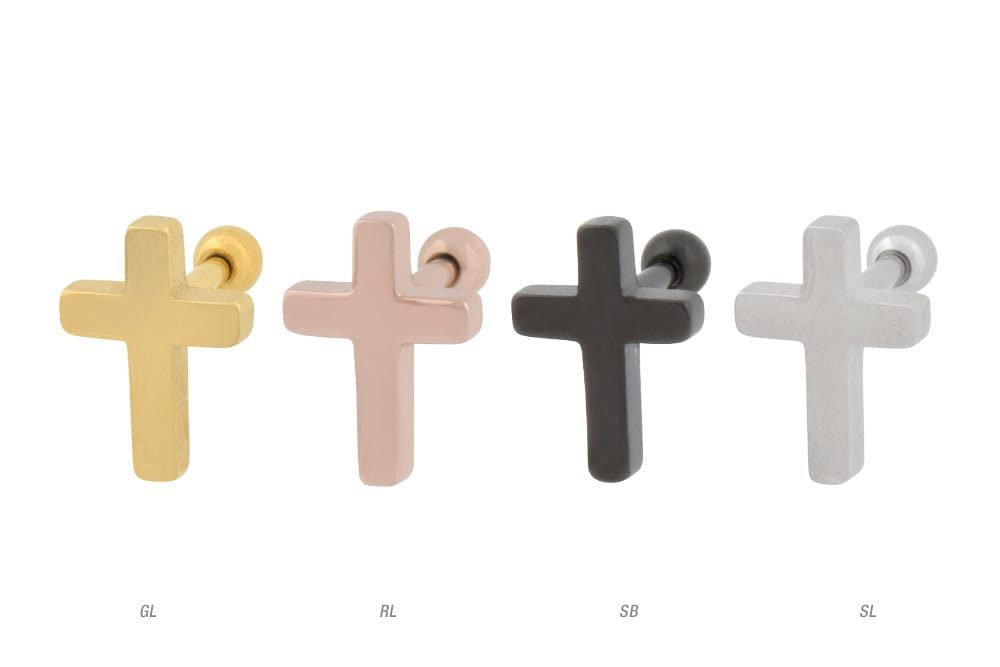 PIERCINGLINE Single-Ohrstecker Chirurgenstahl Ohrpiercing KREUZ (Mini-Barbe günstig online kaufen