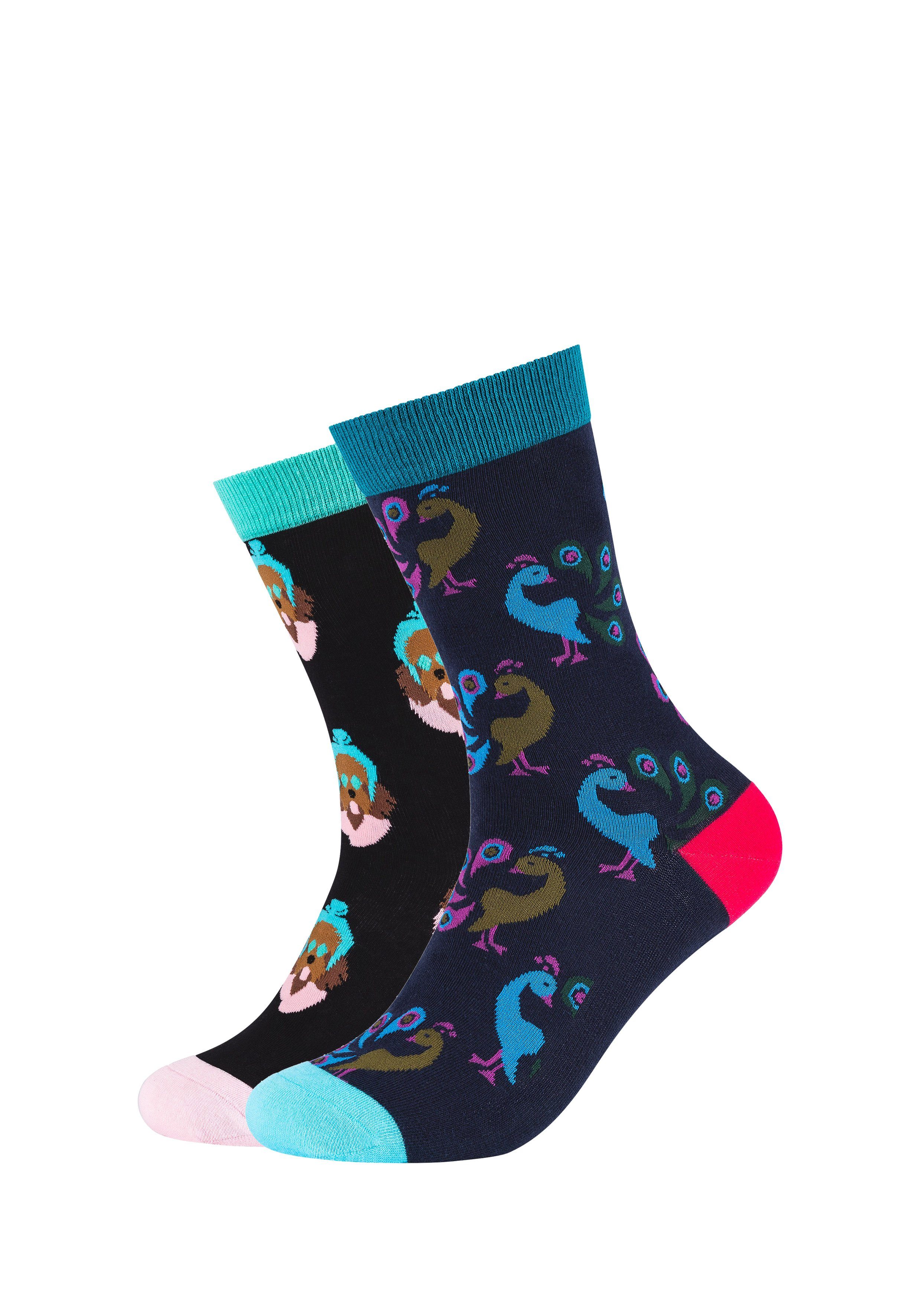 Wäsche/Bademode Socken Fun Socks Socken Dogs & Peacocks (2-Paar) mit schönen Motiven