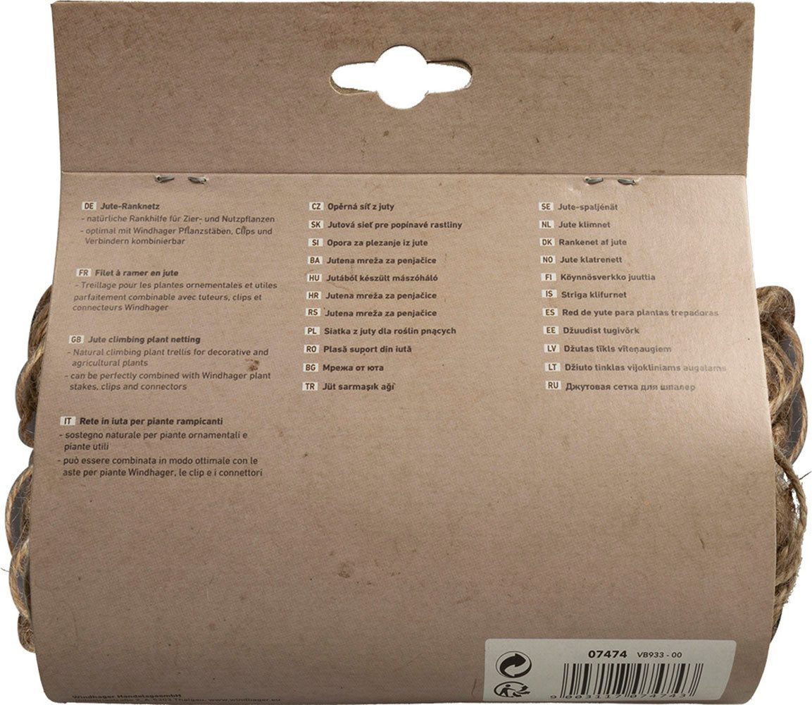Windhager Rankhilfe Jute Ranknetz Greenline, 1 St., Maschenweite 15 cm, Kletternetz ideal für Gemüse, 180 x 250 cm, grün