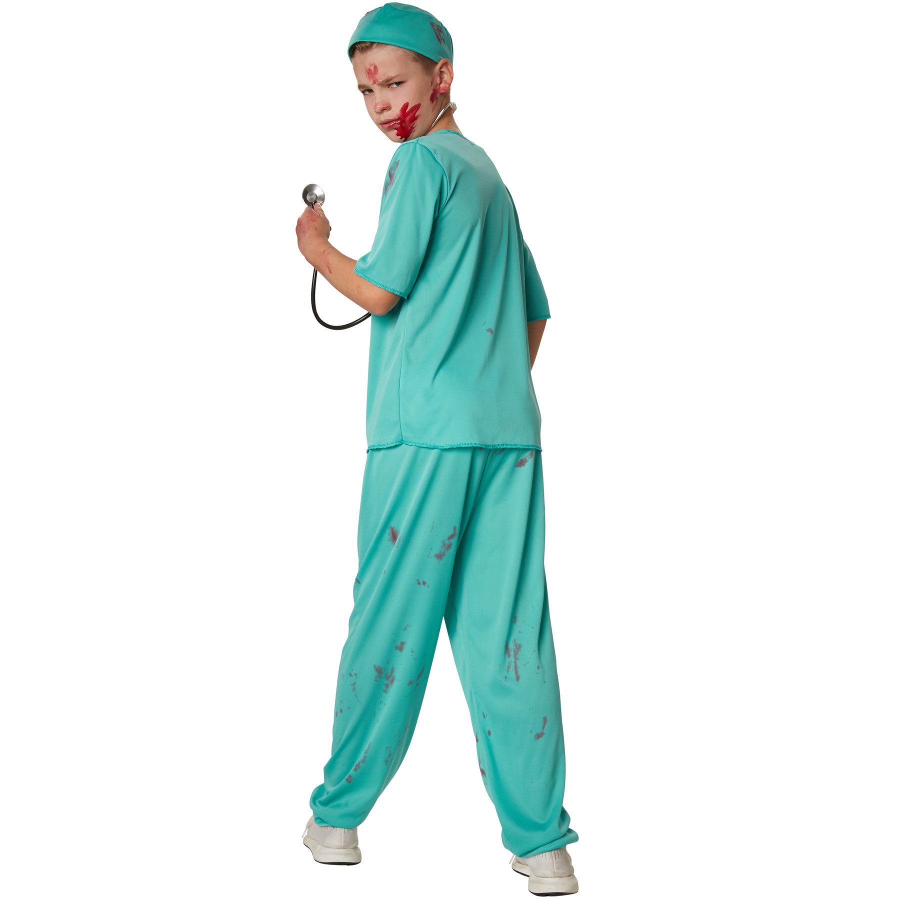 dressforfun Kostüm Arzt, auch Mediziner, in grün, Gr. 128 (7-8 Jahre), Inkl. Arztmütze, Kurzärmeliges Shirt mit Rotkreuz-Aufdruck, Lange Hose mit Gummibund