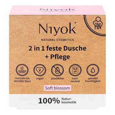 Niyok Feste Duschseife 2in1 feste Dusche+Pflege - Soft blossom 80g
