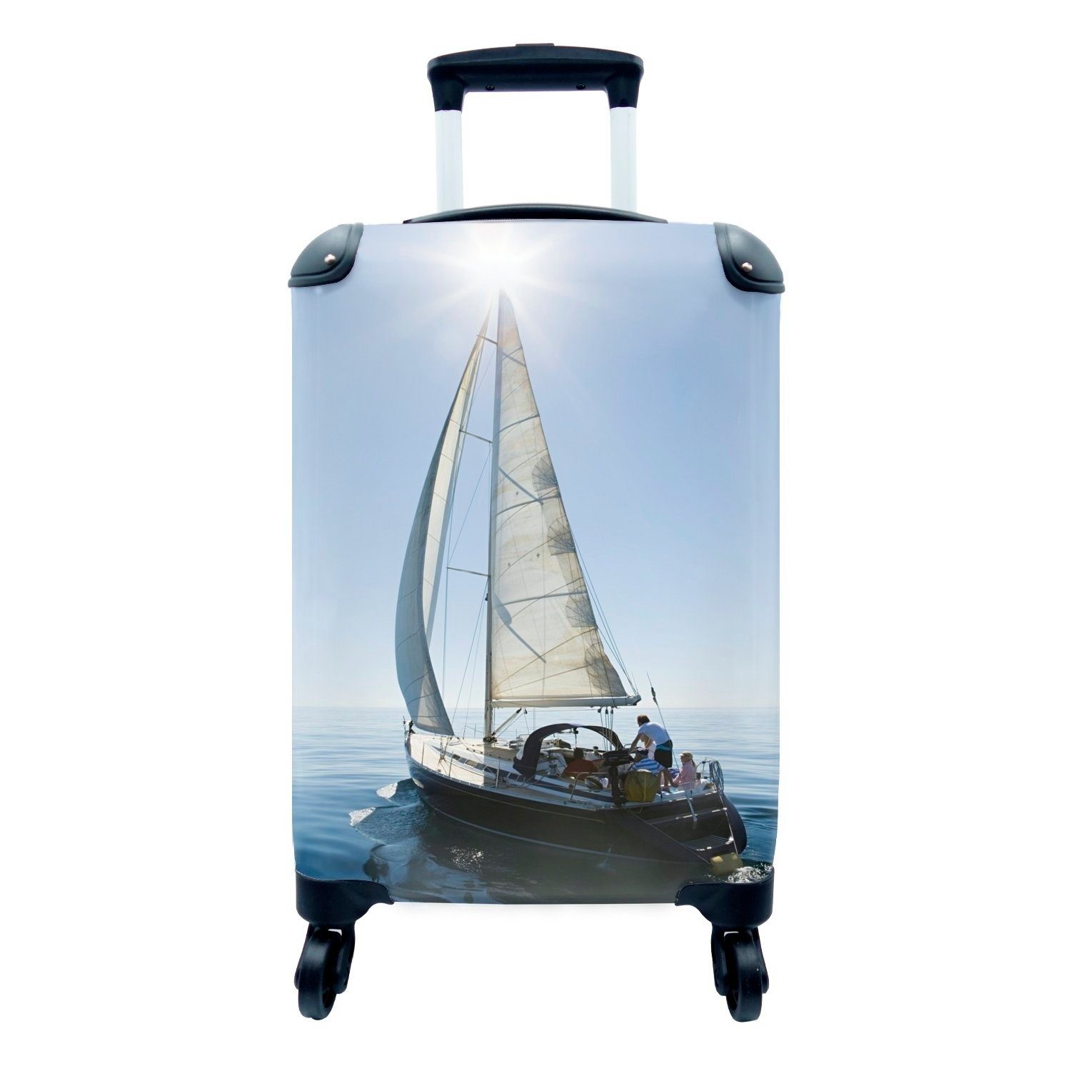 MuchoWow Handgepäckkoffer Segelboot unter brennender Sonne, 4 Rollen, Reisetasche mit rollen, Handgepäck für Ferien, Trolley, Reisekoffer