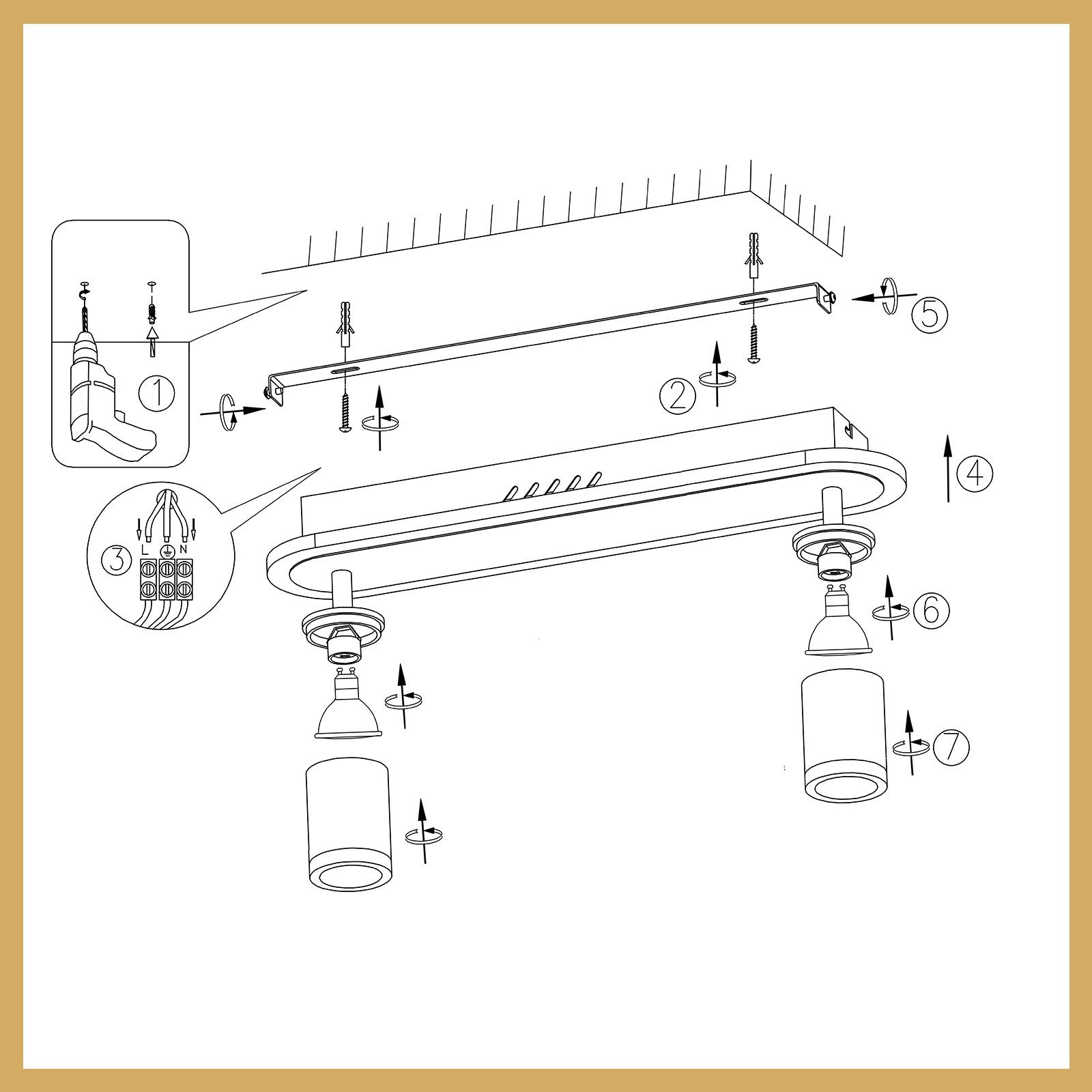 ZMH Deckenstrahler 4 Flammig - Deckenleuchte 18W GU10 Fassung Modern für Flur Esszimmer, Augenschutz, Einfache Installtion, ohne Leuchtmittel, Schwenkbar 330° Modern X 18W LED-Streifen eingebettet x Whonzimmer