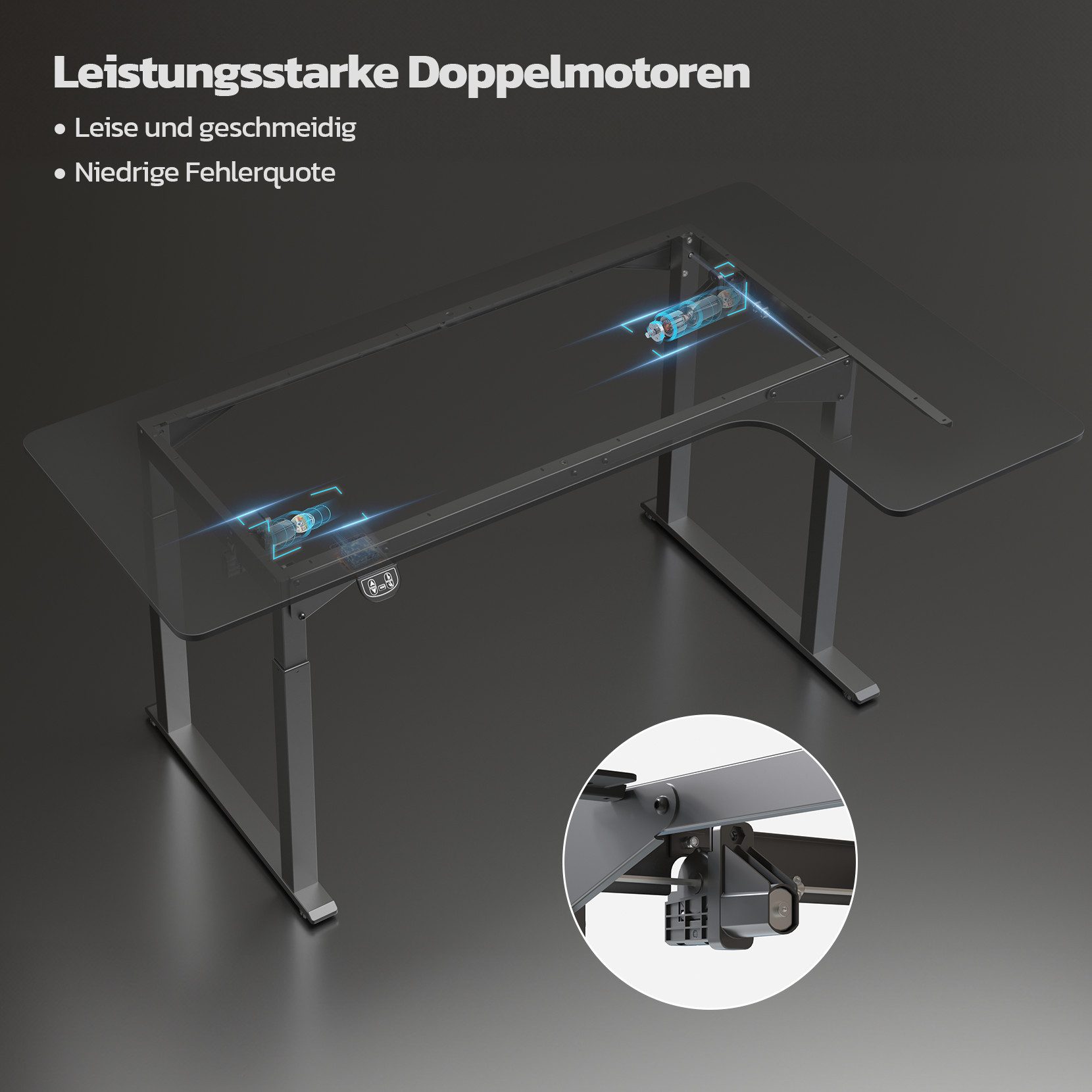 Dripex Eckschreibtisch Elektrisch Höhenverstellbar 180x110 L-form Schreibtisch Standing Desk