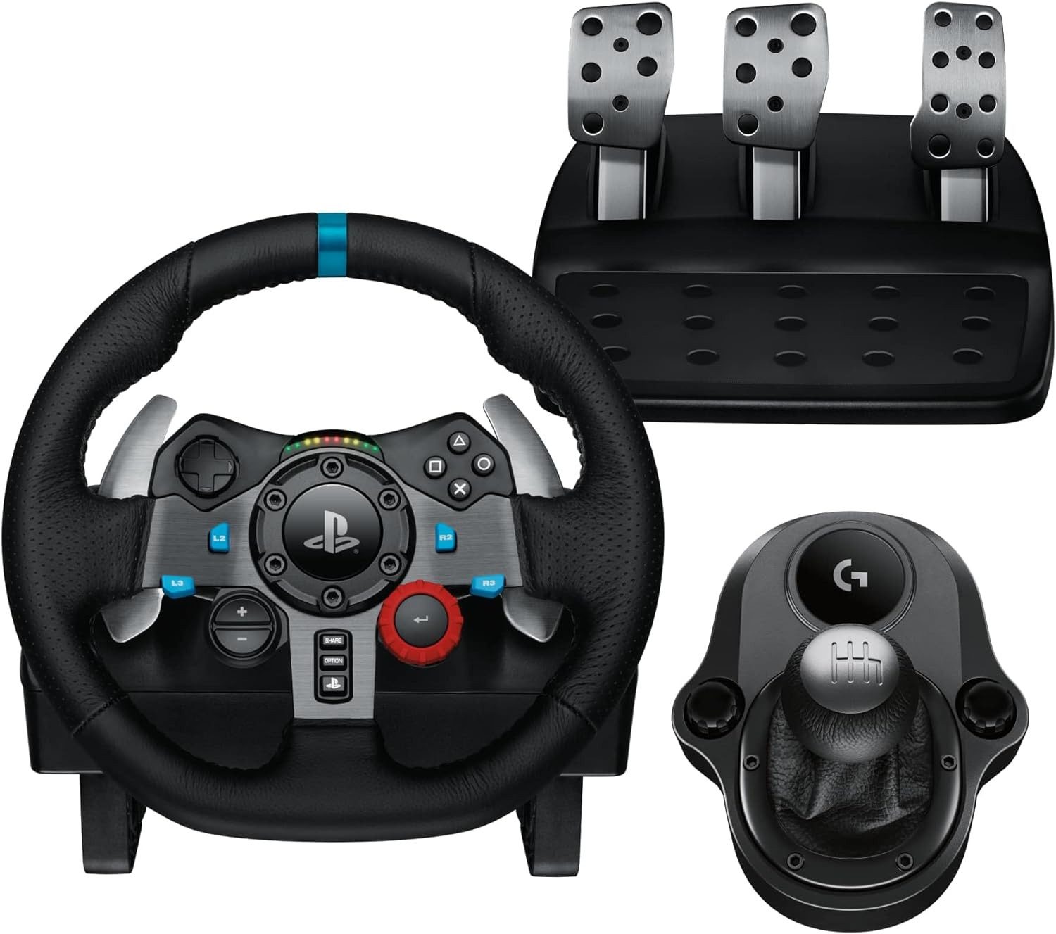 Logitech G29 Lenkrad mit Pedalen und Schaltung Playstation PS5, PS4, Windows PC Gaming-Lenkrad (Driving Force Komplett Set mit 6 Gänge Schaltknauf Schalthebel, Rennlenkrad, Bremspedale)