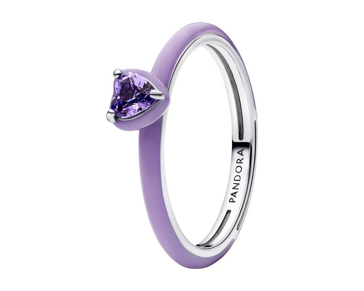 Pandora Solitärring 193088C04, für Damen-Ring Silber Lilafarbenes Chakra Herz