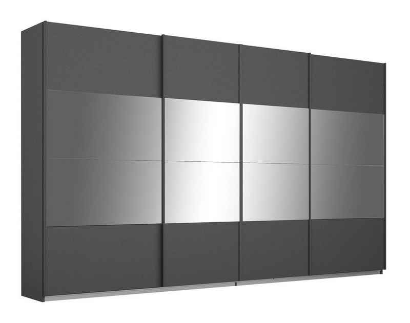 LIV'IN Schwebetürenschrank LAGOS, Grau Metallic, B 316 cm x H 230 cm, 4 Türen, mit Spiegel