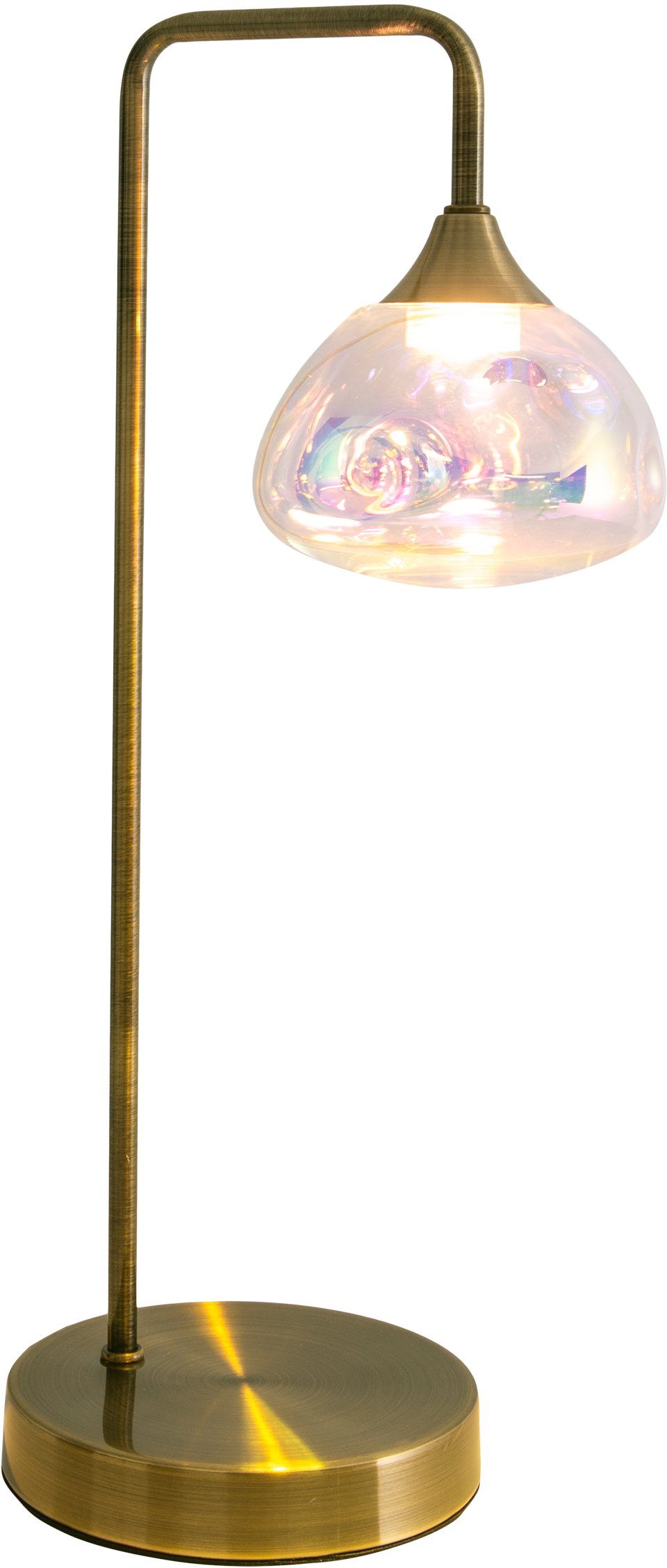 irisierendes messing fest LEDs Gestell 1 6 warmweiß Varna, Glas näve LED flg. integriert, LED incl. Warmweiß, Tischleuchte