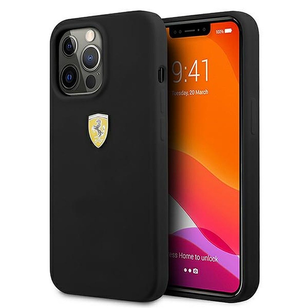 Ferrari Handyhülle Schutzhülle Silikonschale Rückseitenschutz 6,1 Zoll, Silikon, Mikrofaserfutter, Ferrari-Lizenz