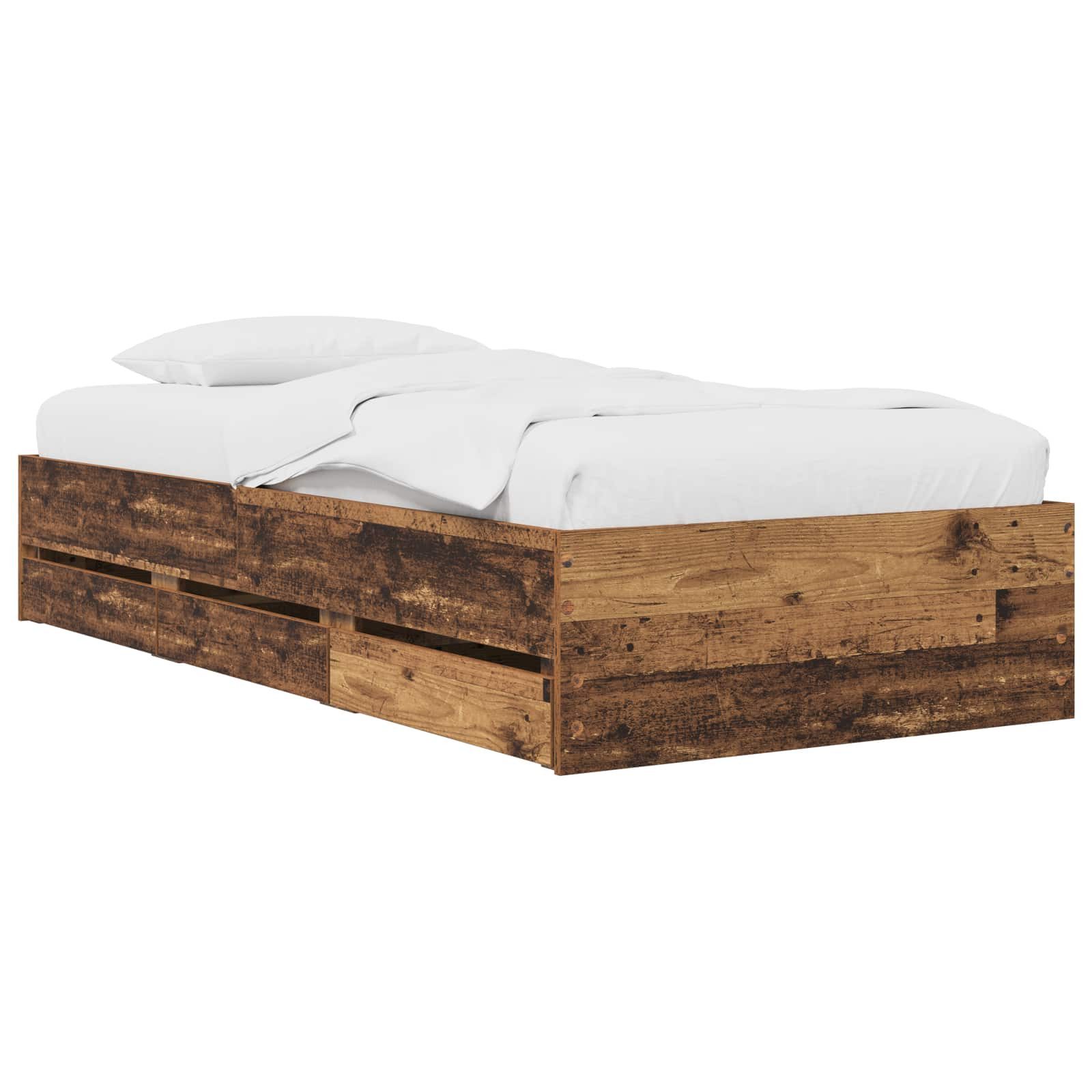 vidaXL Bett Bettgestell mit Stauraum Altholz 80 x 200 cm Holzwerkstoff (1-tlg)