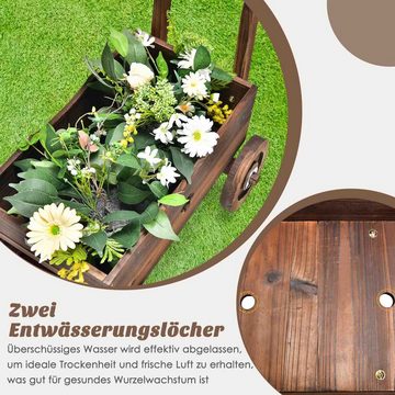 COSTWAY Blumenständer, Blumenwagen mit Rädern & Abflussloch, 68x38,5x53,5cm