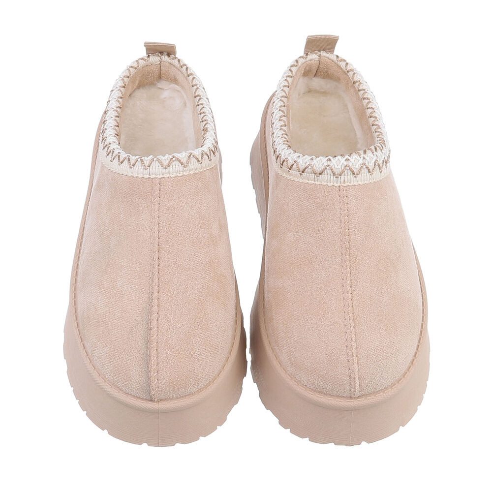 Ital-Design Die bequemen Plateau-Slipper Hausschuh (87475127) Flach Stiefeletten in Beige – Bild 4 von 5