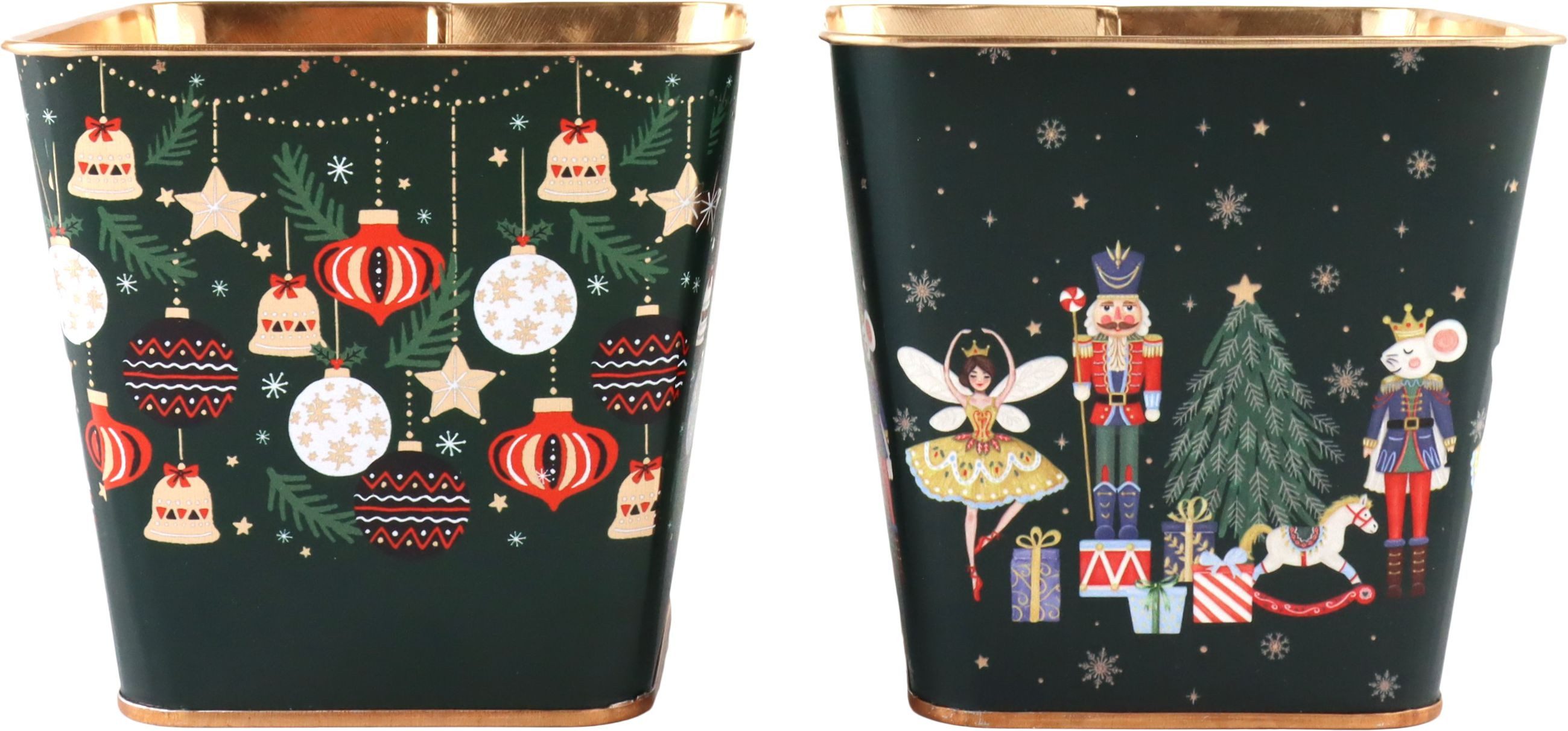 FURNARO Übertopf Christmas Heritage (2 St., Set), 2-teilig, bunt, Zink, 12,5 x 12,5 x 12 cm