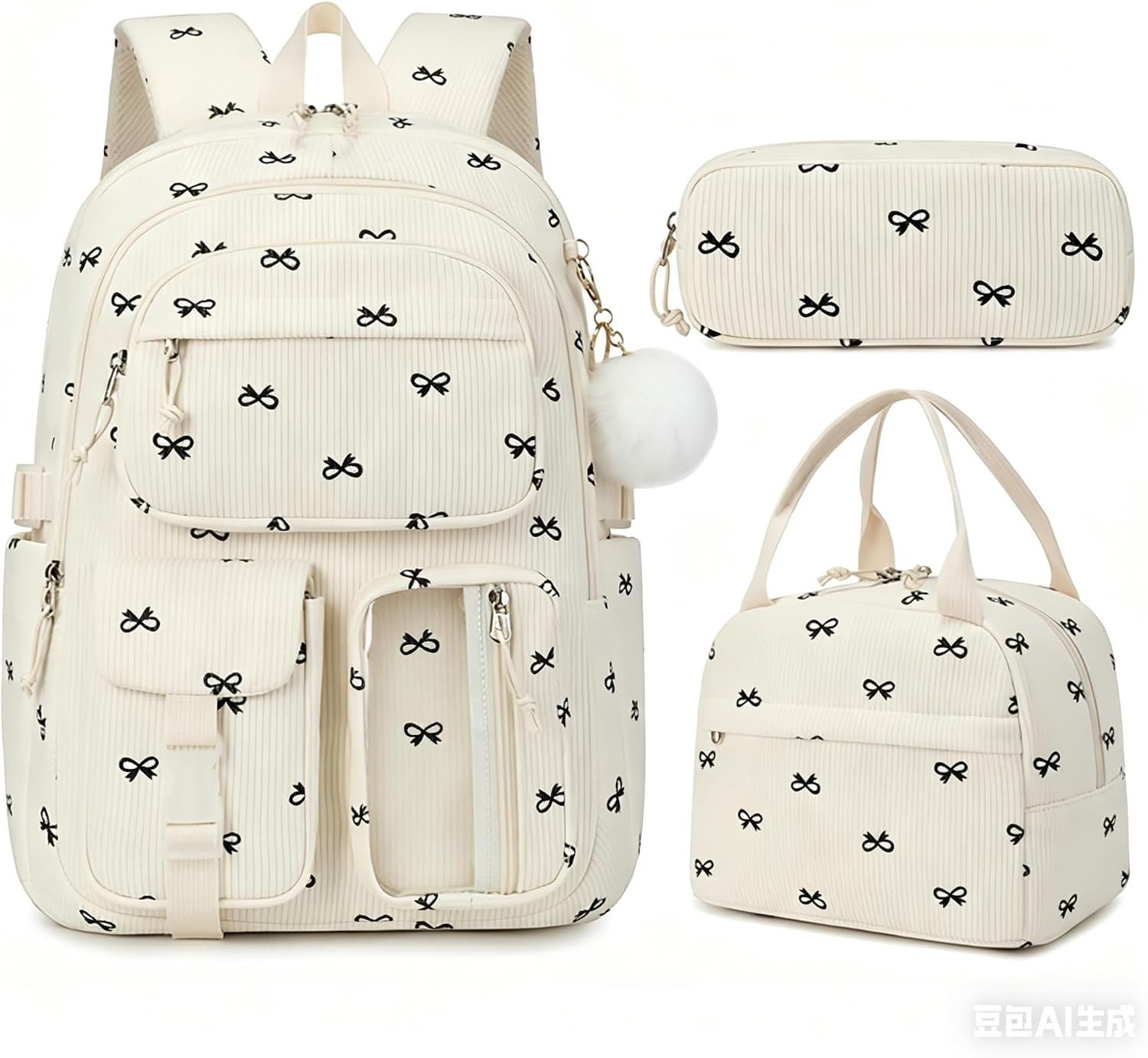 MOPUEA Schulrucksack Schulrucksack Set 3-tlg Wasserabweisend Ergonomisch mit Viele Fächer (3-teiliges Schulrucksack-Set für Schule, Freizeit und Reisen, 3-teiliges Schulrucksack-Set für Schule, Freizeit und Reisen), Leicht, großes Laptopfach, viele Fächer, hoher Tragekomfort