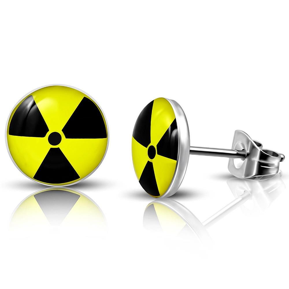 Ohrring-Set Ohrstecker rund Radioaktivität Silber aus Edelstahl Unisex
