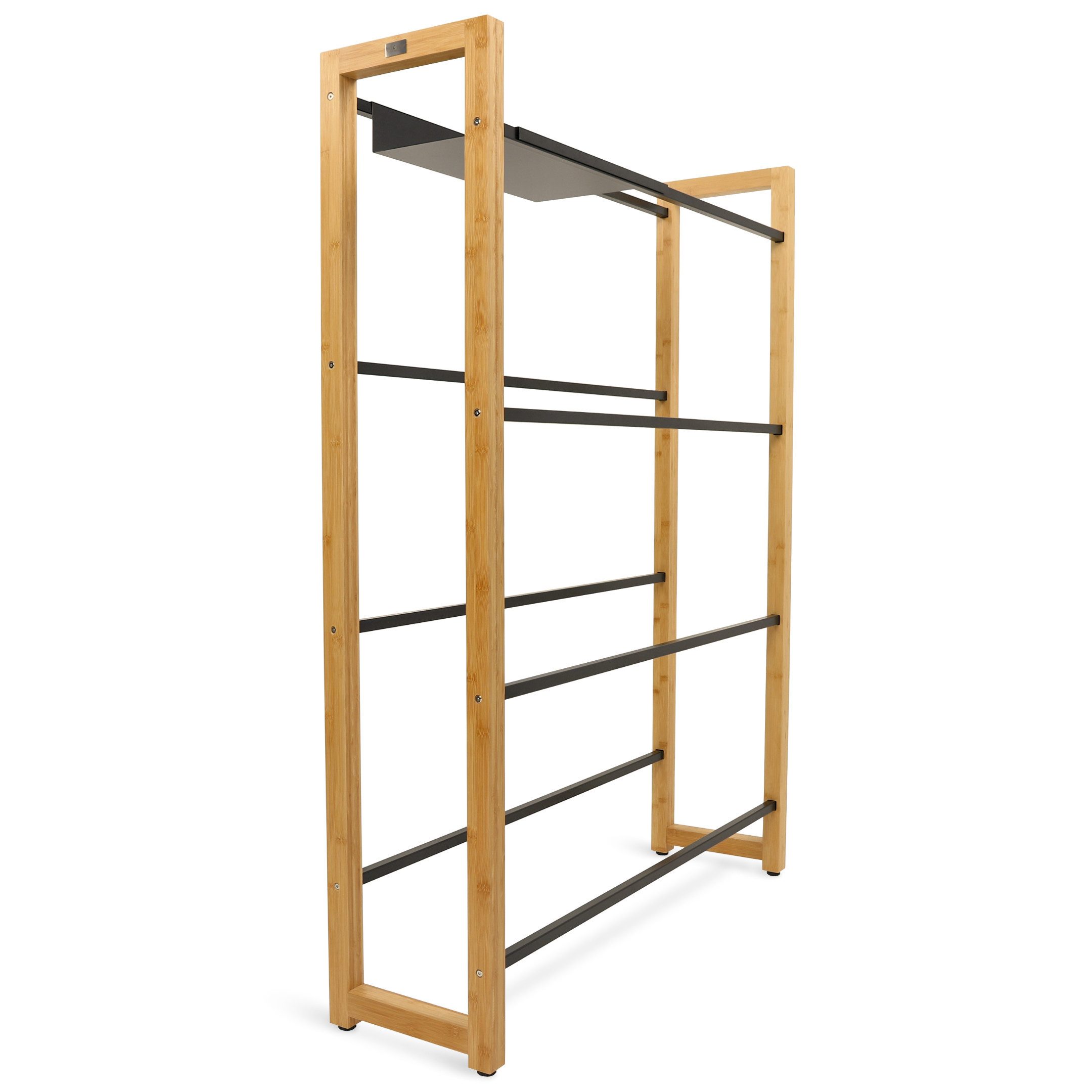 holz4home® Kastenständer Getränkekistenregal aus Bambus I Kistenregal Metallstreben Schwarz, inkl. Metallablage