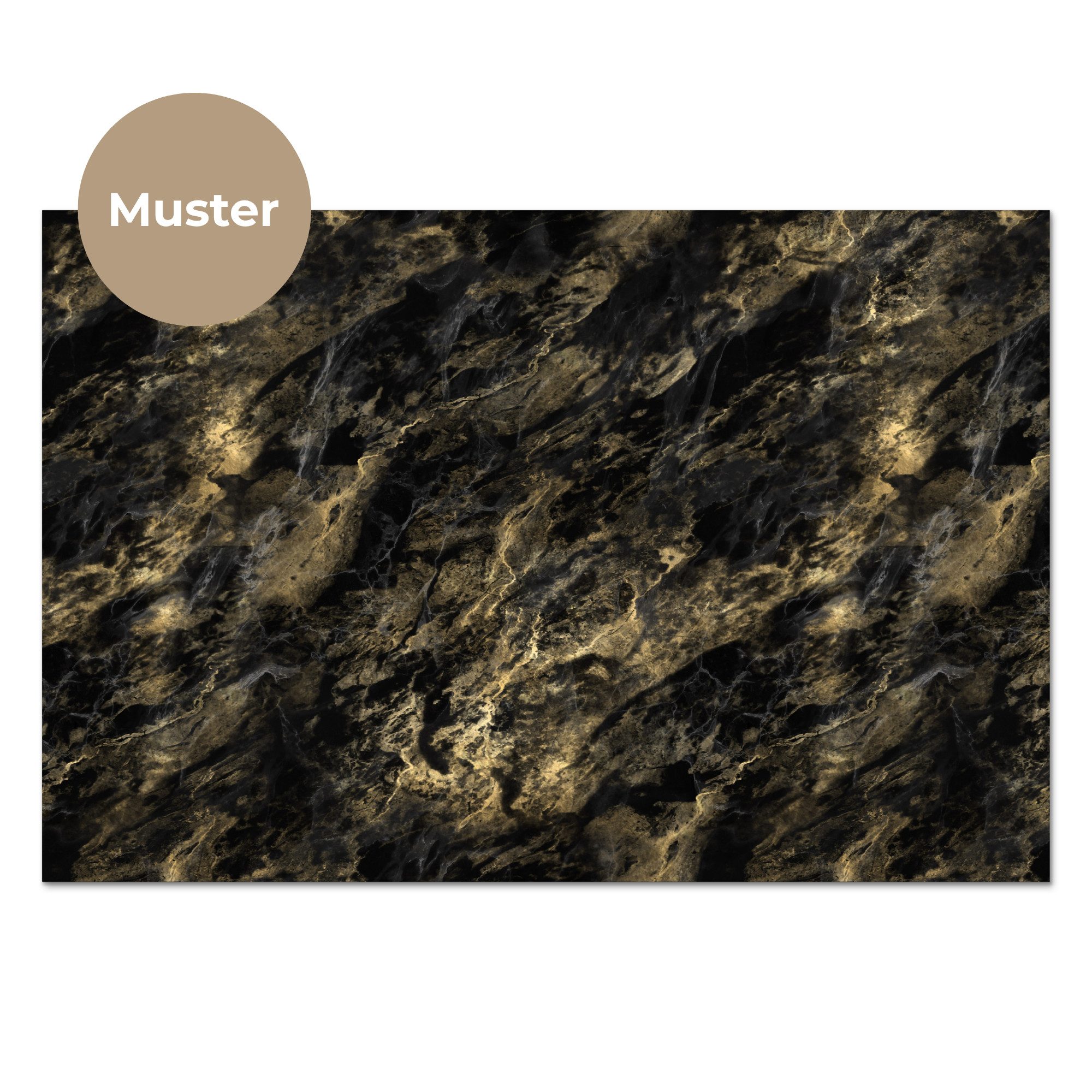 KitchenYeah Küchenrückwand Muster selbstklebend (keine Folie) Marmor - Schwarz - Gold, (1-tlg), Spritzschutz, Küche, Rückwand, Küchenwand, Küchenfront, 30x20 cm
