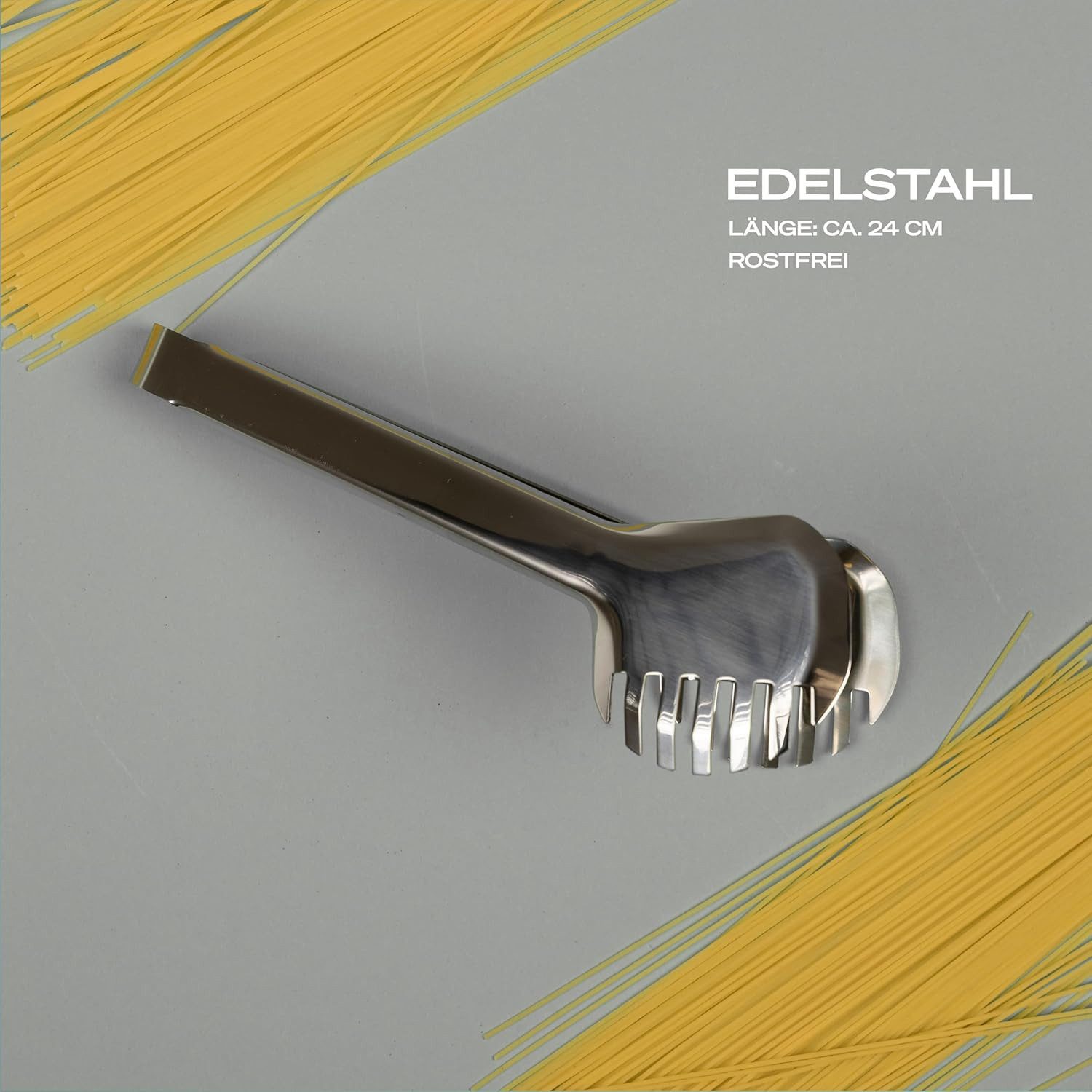 LindenBerg Nudelzange Spaghettizange Servierzange 23 cm, Pastazange Gebäckzange, Spaghetti Zange - Küchenzange aus Edelstahl - Küchenhelfer – Bild 2 von 5