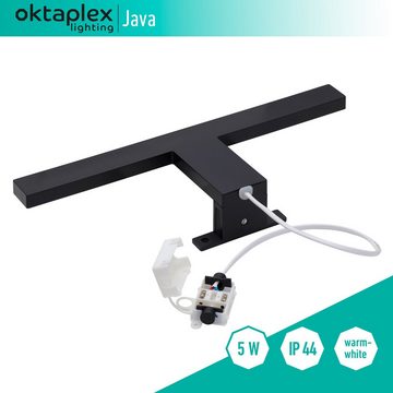 Oktaplex lighting LED Spiegelleuchte Java 30cm, Klemm- und Aufbauleuchte LED, LED fest verbaut, warmweiß, 2 in 1 Spiegellampe LED Spiegelleuchte 5W 320lm