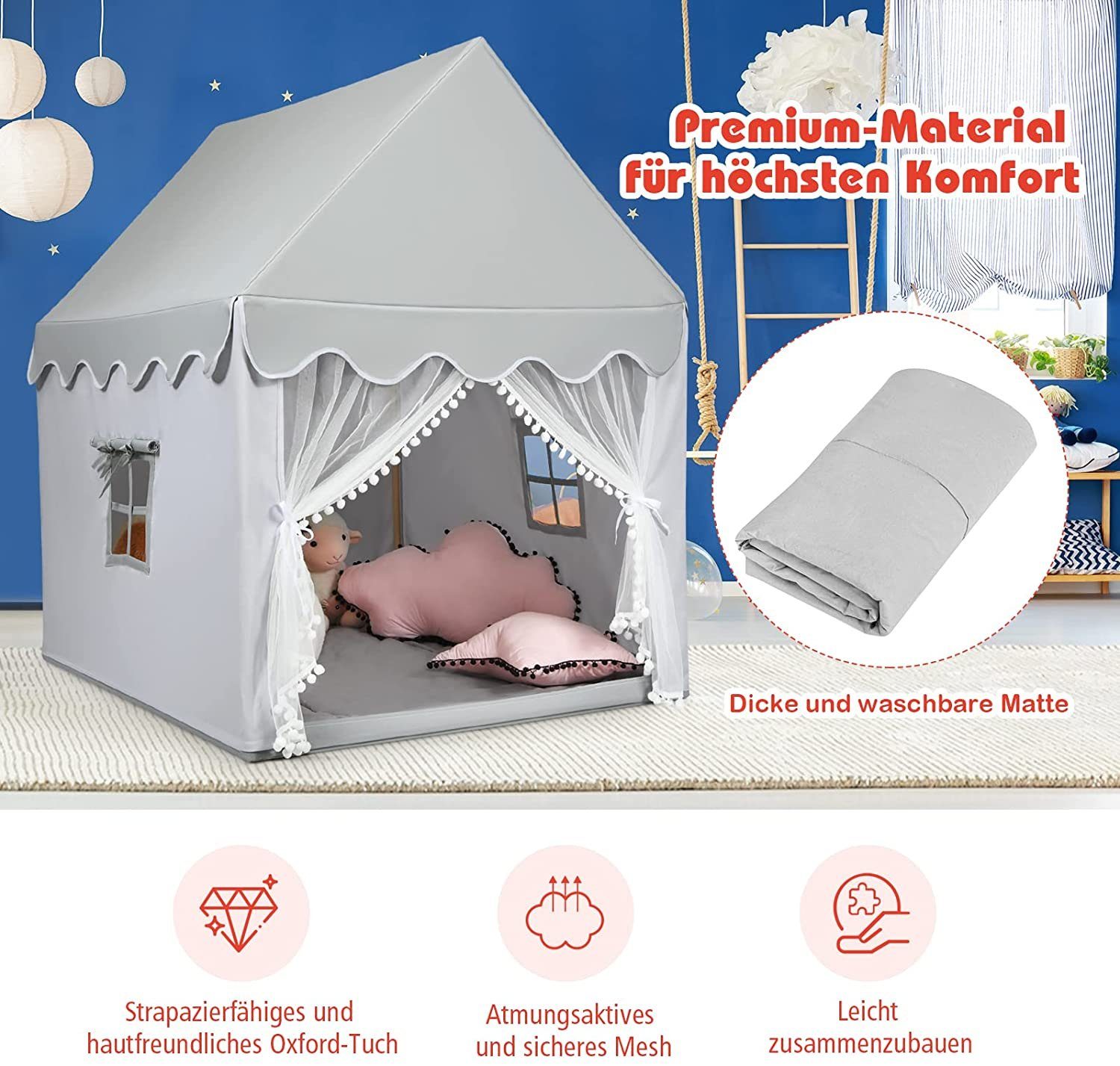 COSTWAY Spielzelt Kinder, mit Baumwolldecke, Fenster günstig online kaufen