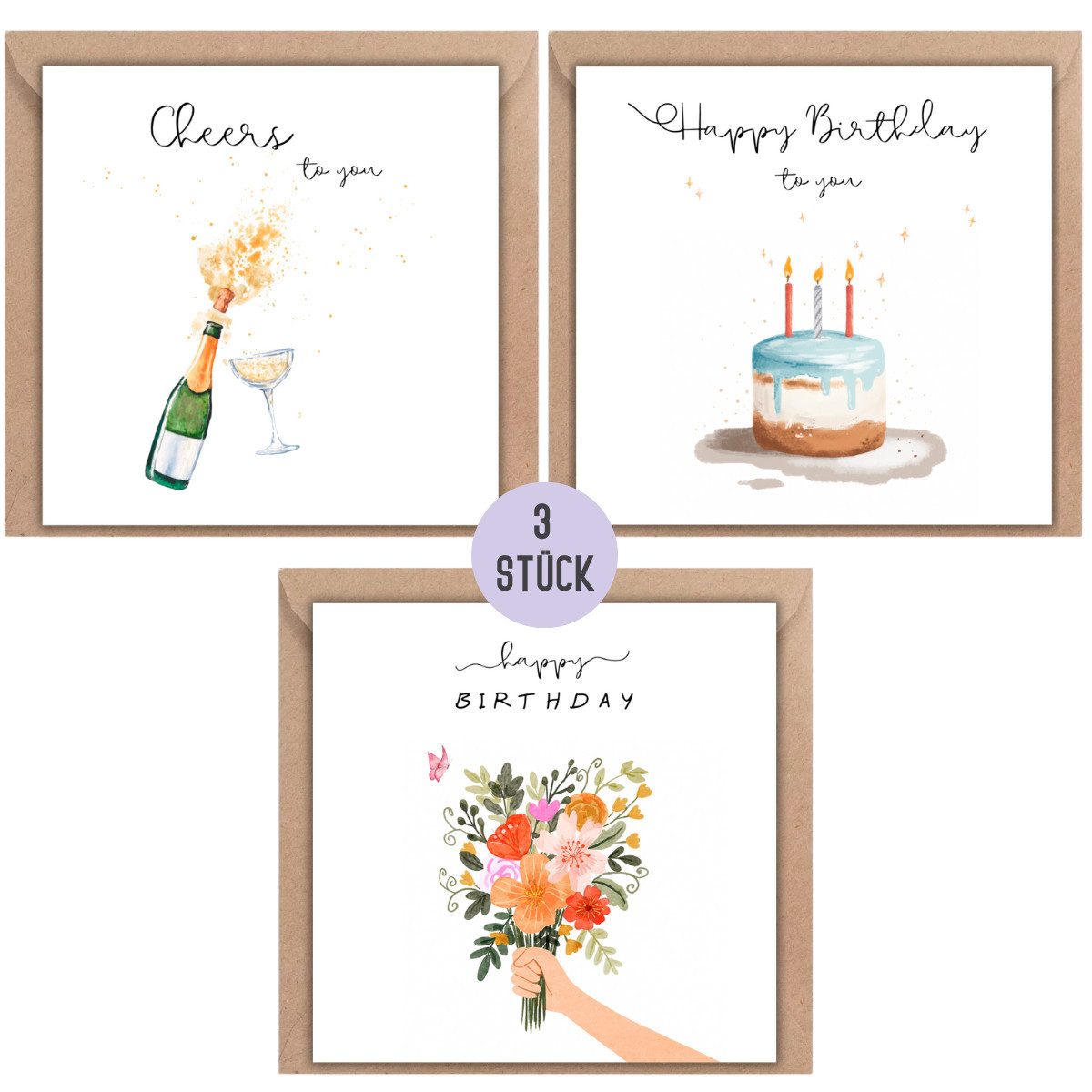 Things of Happiness Geburtstagskarte Klappkarten Happy Birthday, Glückwunschkarten Geburtstag