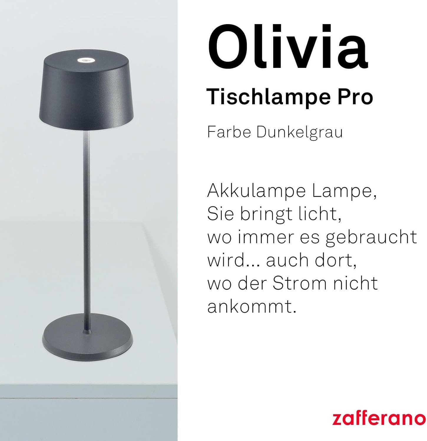 Zafferano LED Tischleuchte Olivia, LED fest integriert, 2.200 K, 2.700K & 3.000 K, LED-Tischlampe