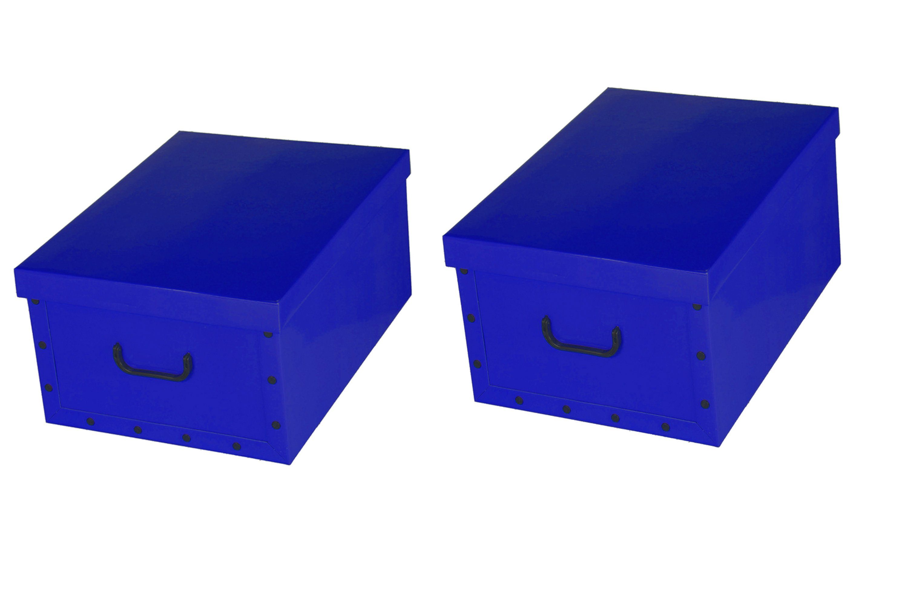 ARTRA Dekokorb (2 St), Ordnungsboxen Deko Karton 2er Set Box Clip Blau Aufbewahrungsbox für Haushalt Büro Wäsche Geschenkbox Dekokarton Sammelbox Mehrzweckbox Ordnungskarton Ordnungsbox Geschenkekarton