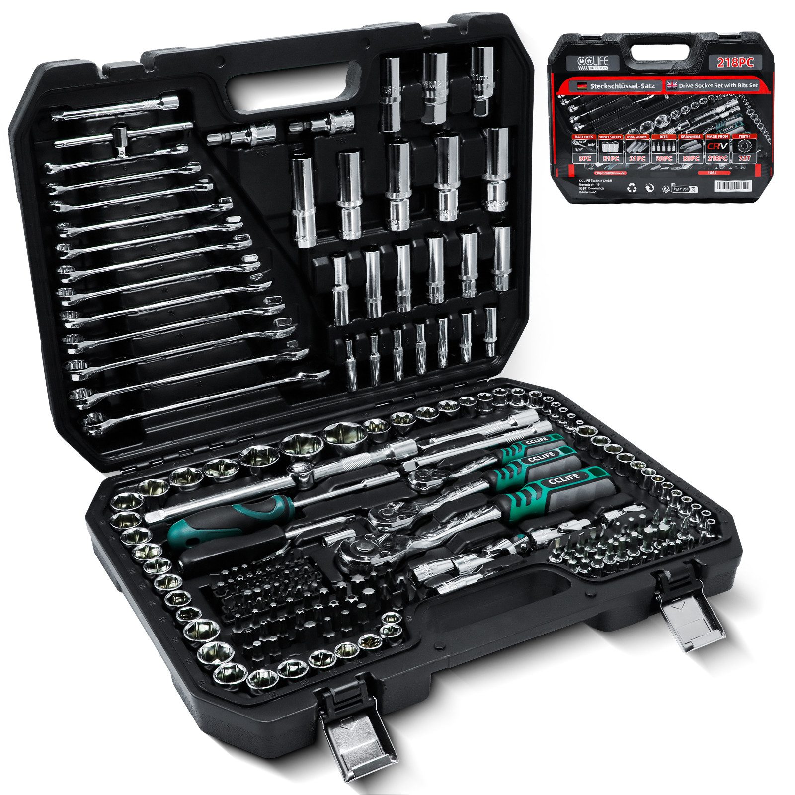 CCLIFE Steckschlüssel Steckschlüsselsatz Ratschenkasten Werkzeugkoffer Knar günstig online kaufen