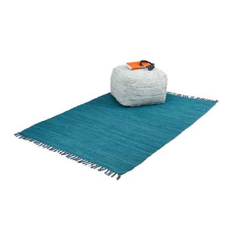 Teppich Blauer Flickenteppich aus Baumwolle, relaxdays, Höhe: 10 mm, 120x180cm