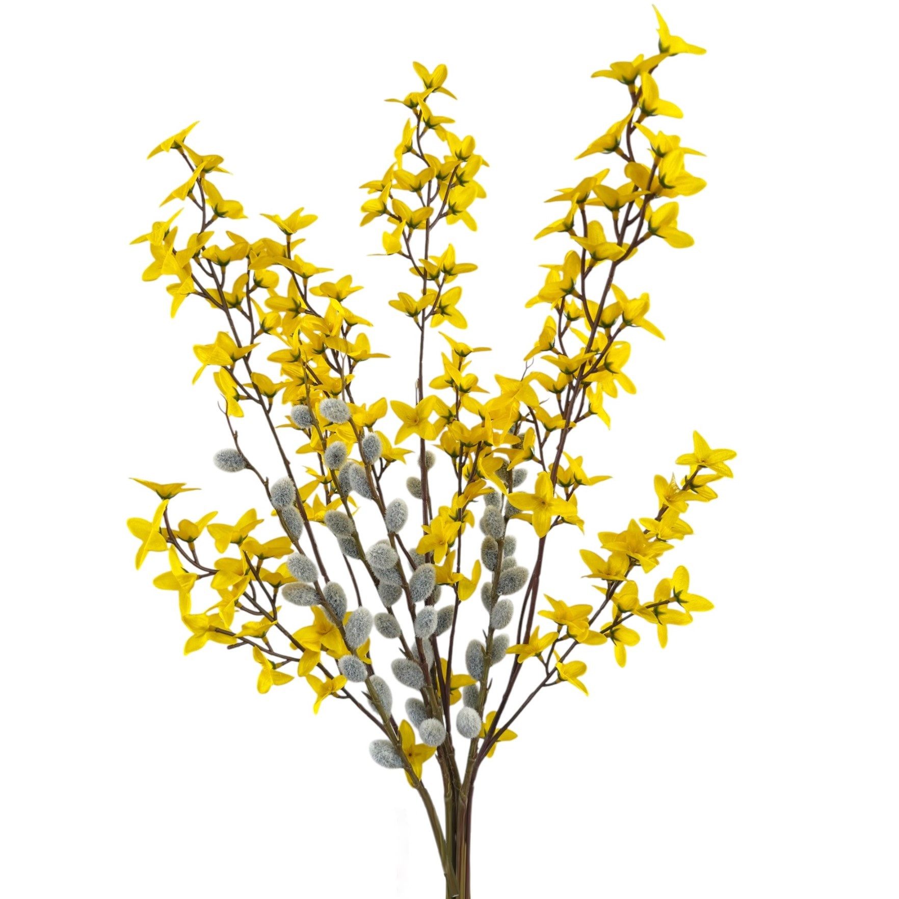 Kunstblumenstrauß Künstlicher Osterstrauß 75cm Osterzweige Weidenkätzchen Forsythie GELB, naninoa GmbH, Höhe 75.00 cm