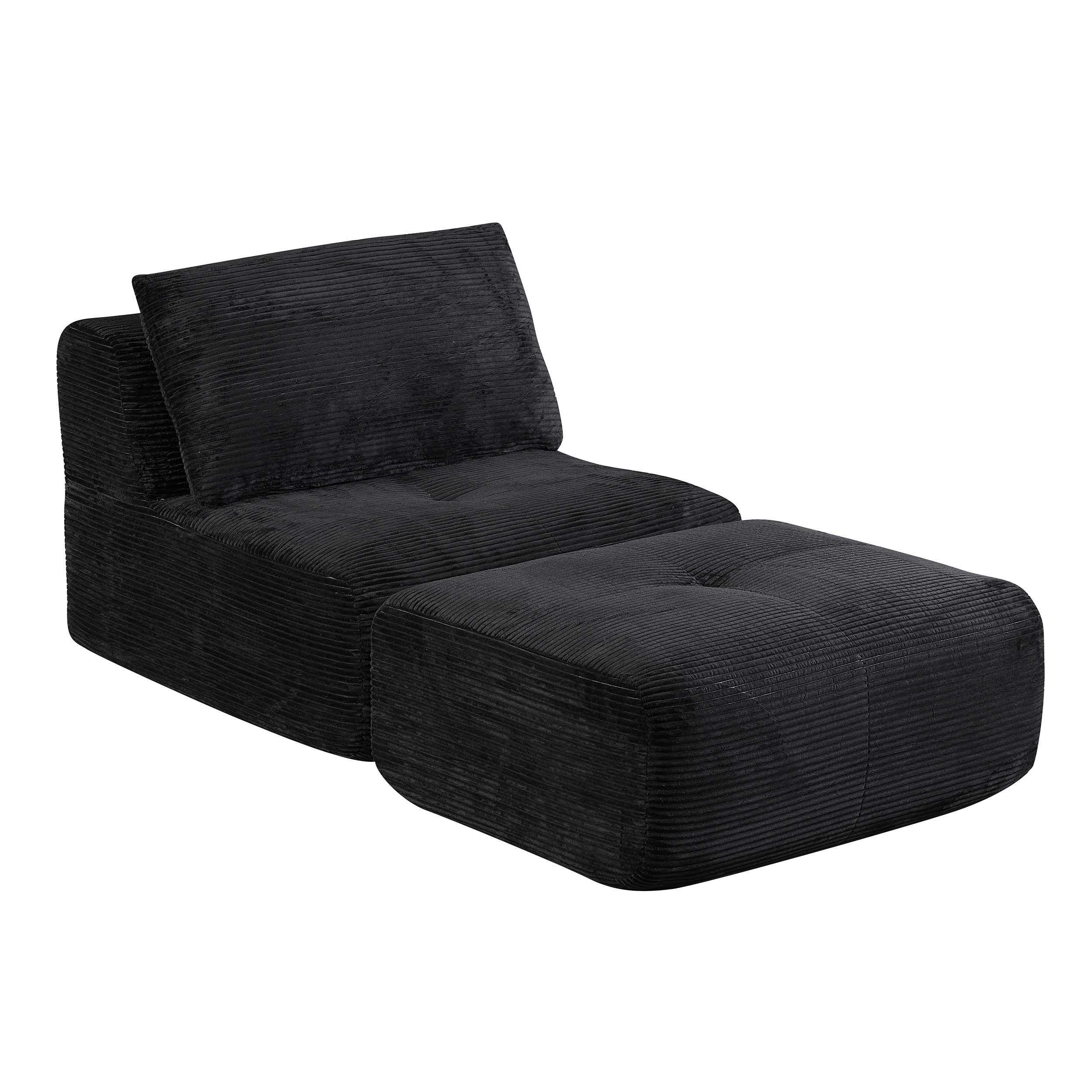 Orvane Ecksofa 1 Sitzer Sofa Mit Fußhocker, abnehmbaren Rückenlehne und Sitzkissen