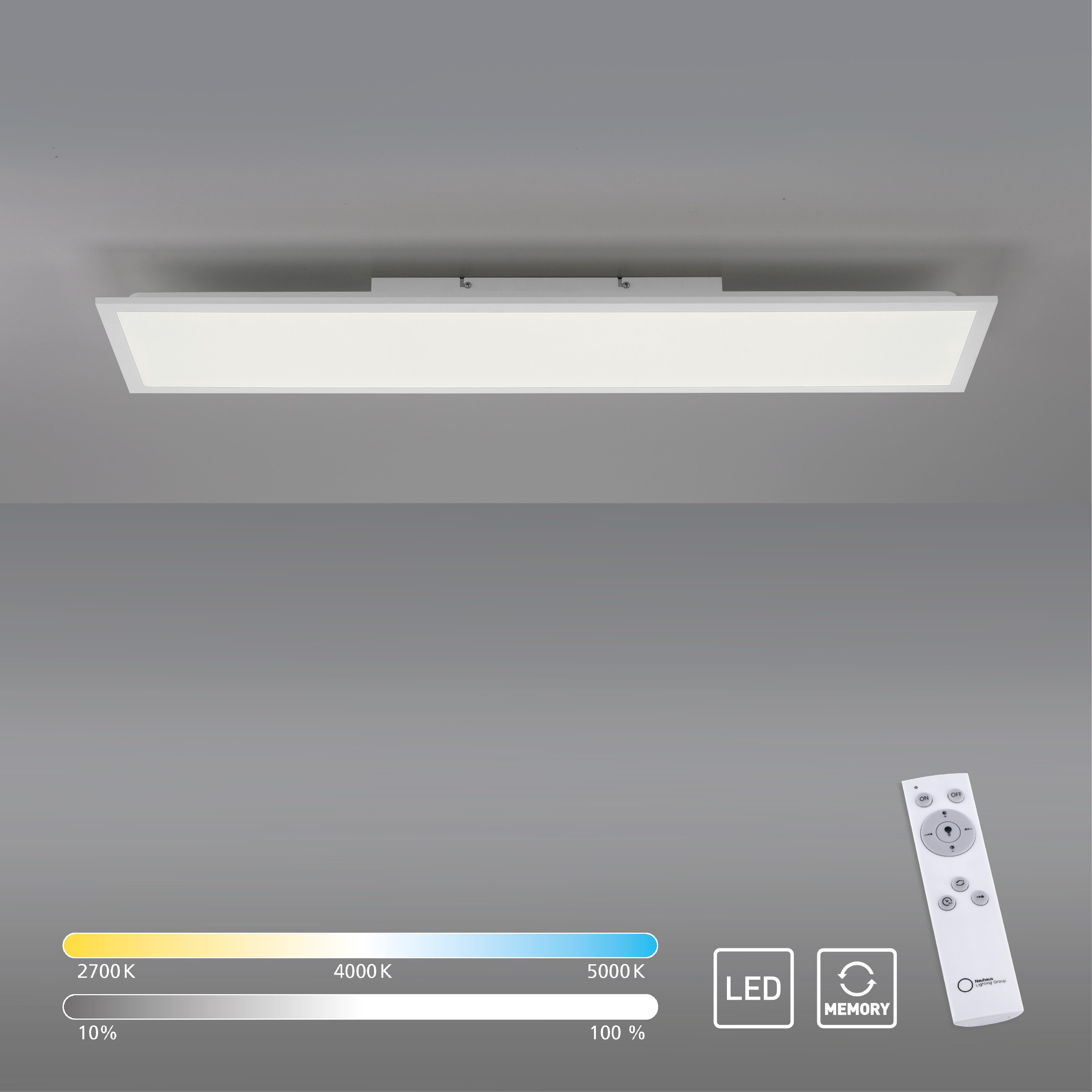 JUST LIGHT LED Deckenleuchte FLAT, CCT - über Fernbedienung, LED fest integriert, warmweiß - kaltweiß