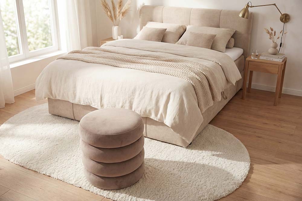 riess-ambiente Polsterhocker VOGUE 40cm champagner/greige - Samt, mit Stauraum, gepolstert, rund (Einzelartikel, 1 St), Eleganter Sitzhocker - ideal f. Ankleide – Bild 3 von 5