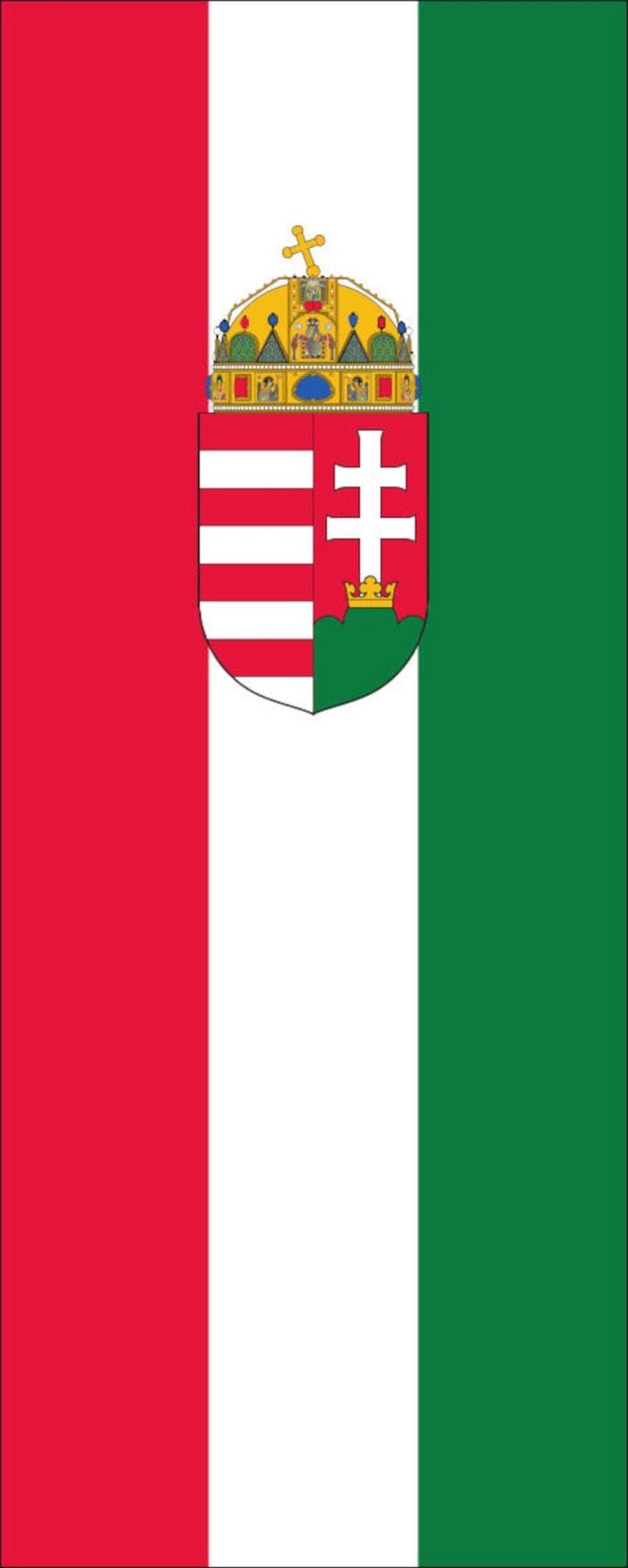flaggenmeer Flagge Flagge Ungarn mit Wappen 110 g/m² Hochformat