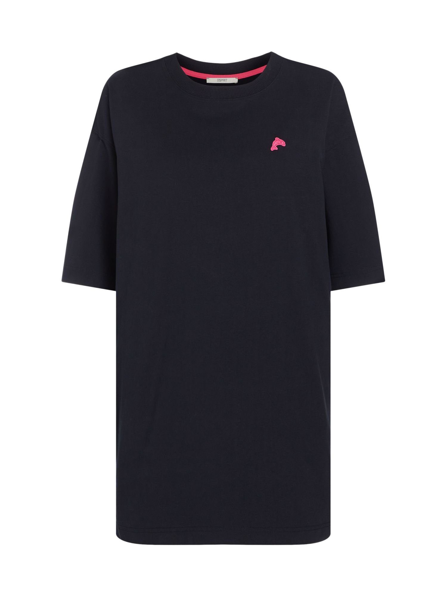 Esprit Minikleid T-Shirt-Kleid mit Delfin-Patch BLACK