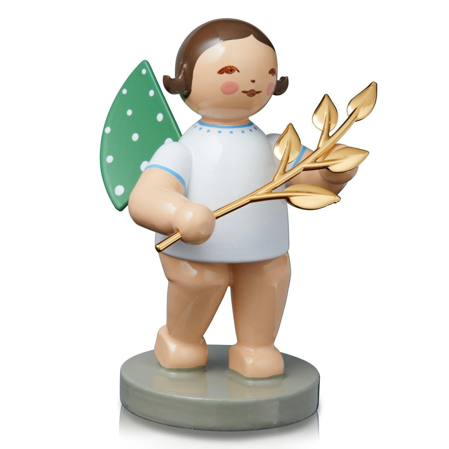 Wendt & Kühn Weihnachtsfigur Goldedition No 15 Der Achtsame Engel mit Zweig Vergoldet 650/128, zufällig blond oder braunhaarig