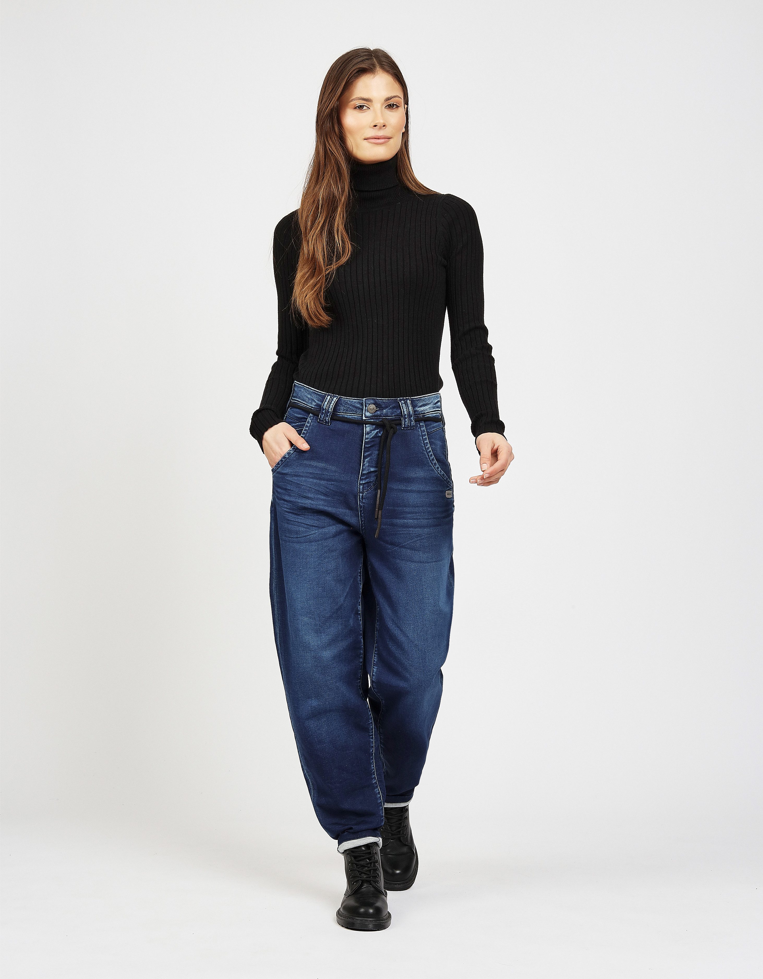 GANG 5-Pocket-Jeans 94VIA JOGGER mit Kordel, Balloon Fit
